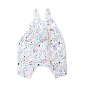 Tie Back Romper Pink - Dog and Floral | Angel Dear