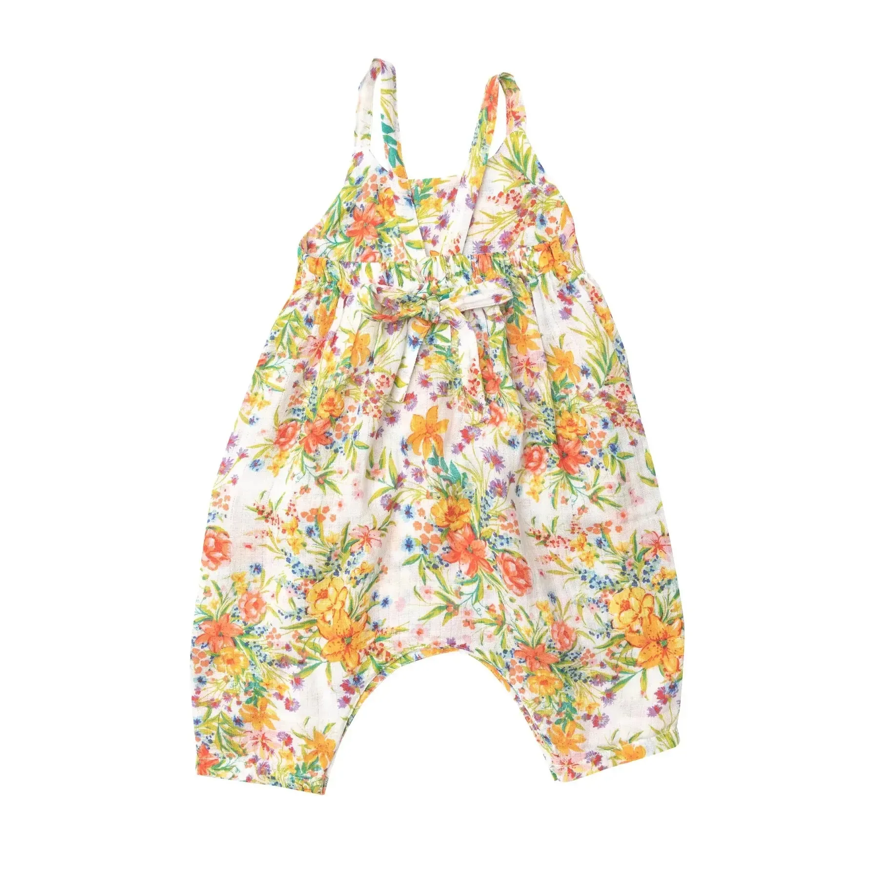 Tie Back Romper Pink - Garden Joy | Angel Dear