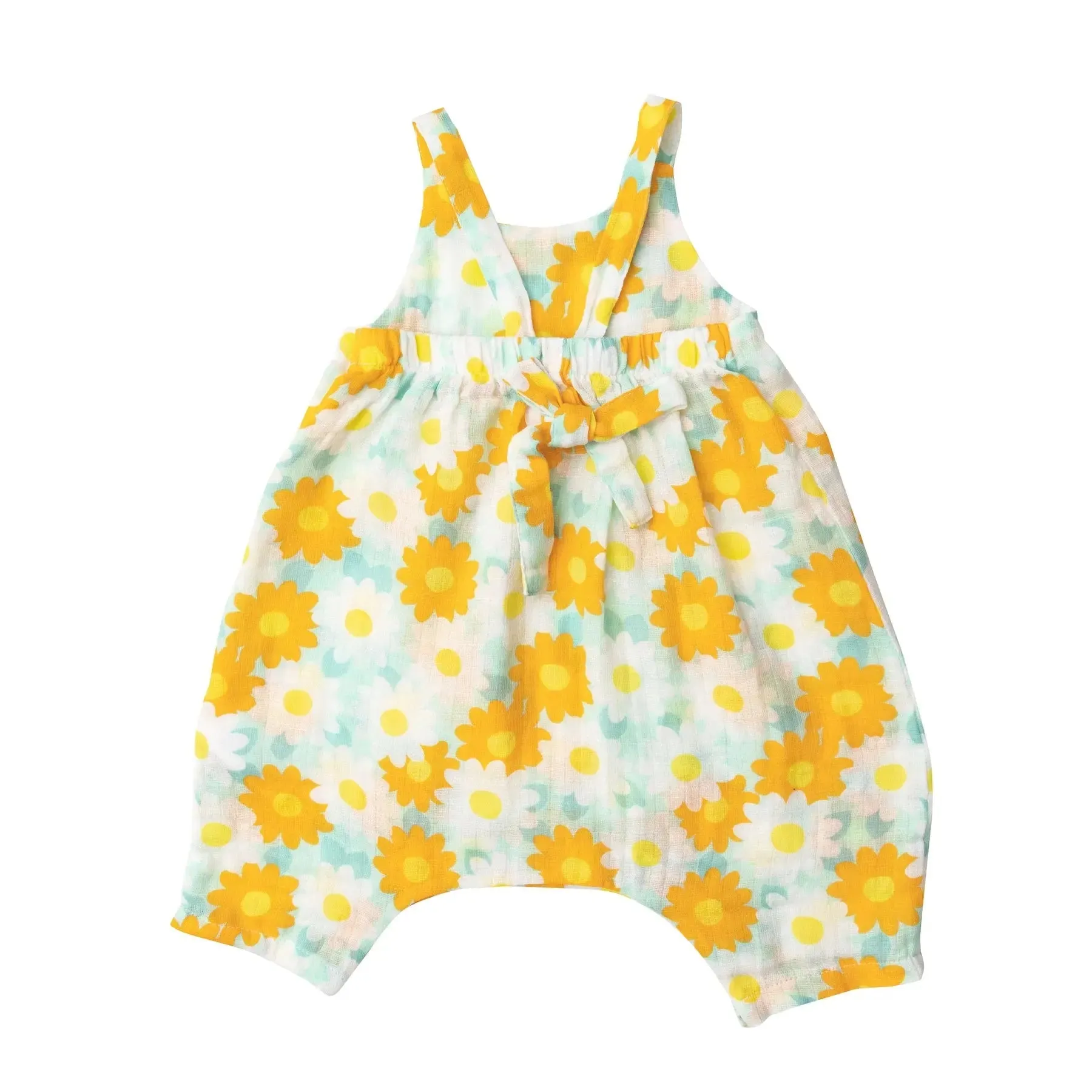 Tie Back Romper Pink - Happy Daisy | Angel Dear