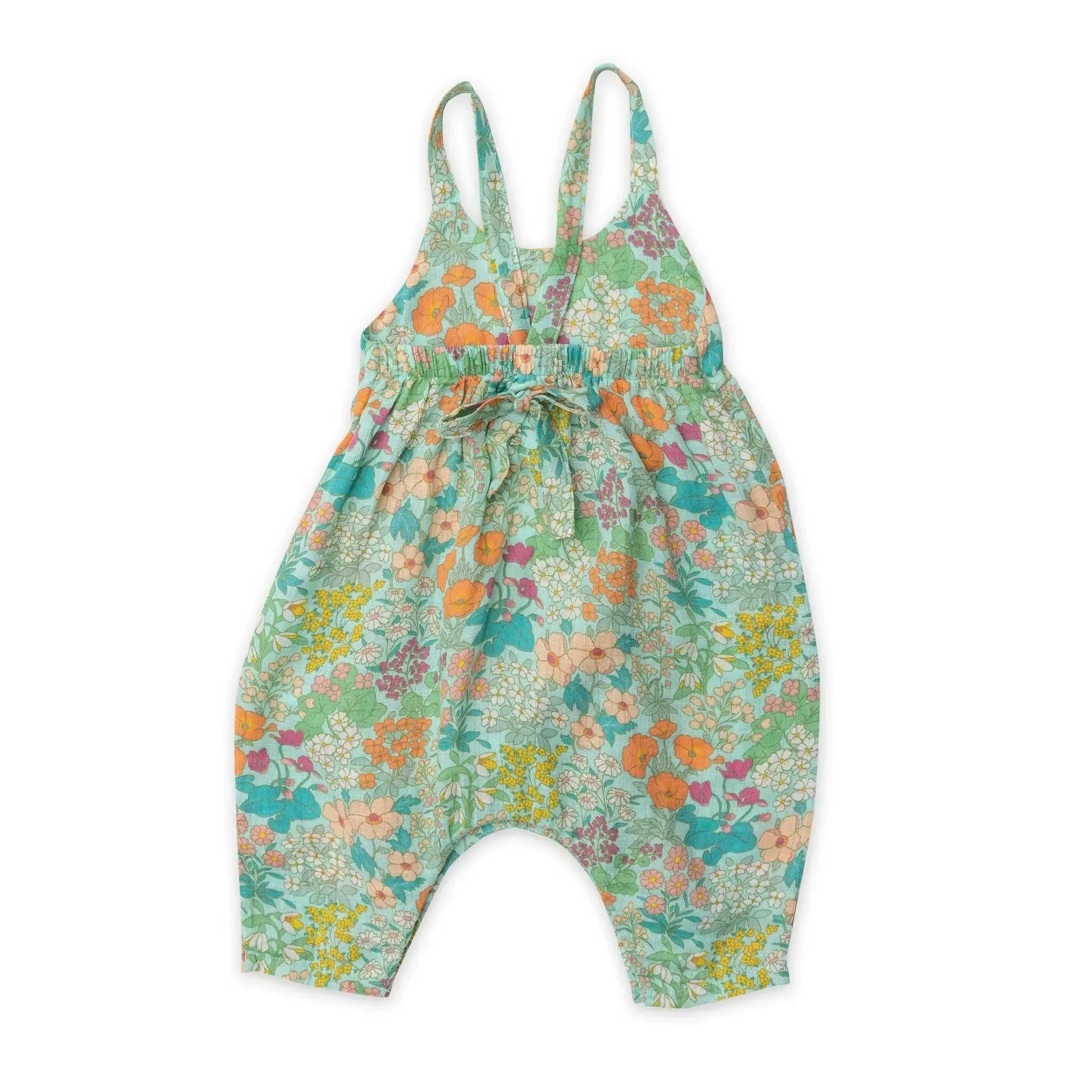 Tie Back Romper Pink - Meadowlands Floral | Angel Dear