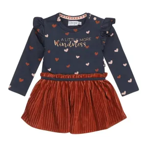 Toddler & Baby Girls Dress Dark Blue Arabian Spice Hearts | Dirkje