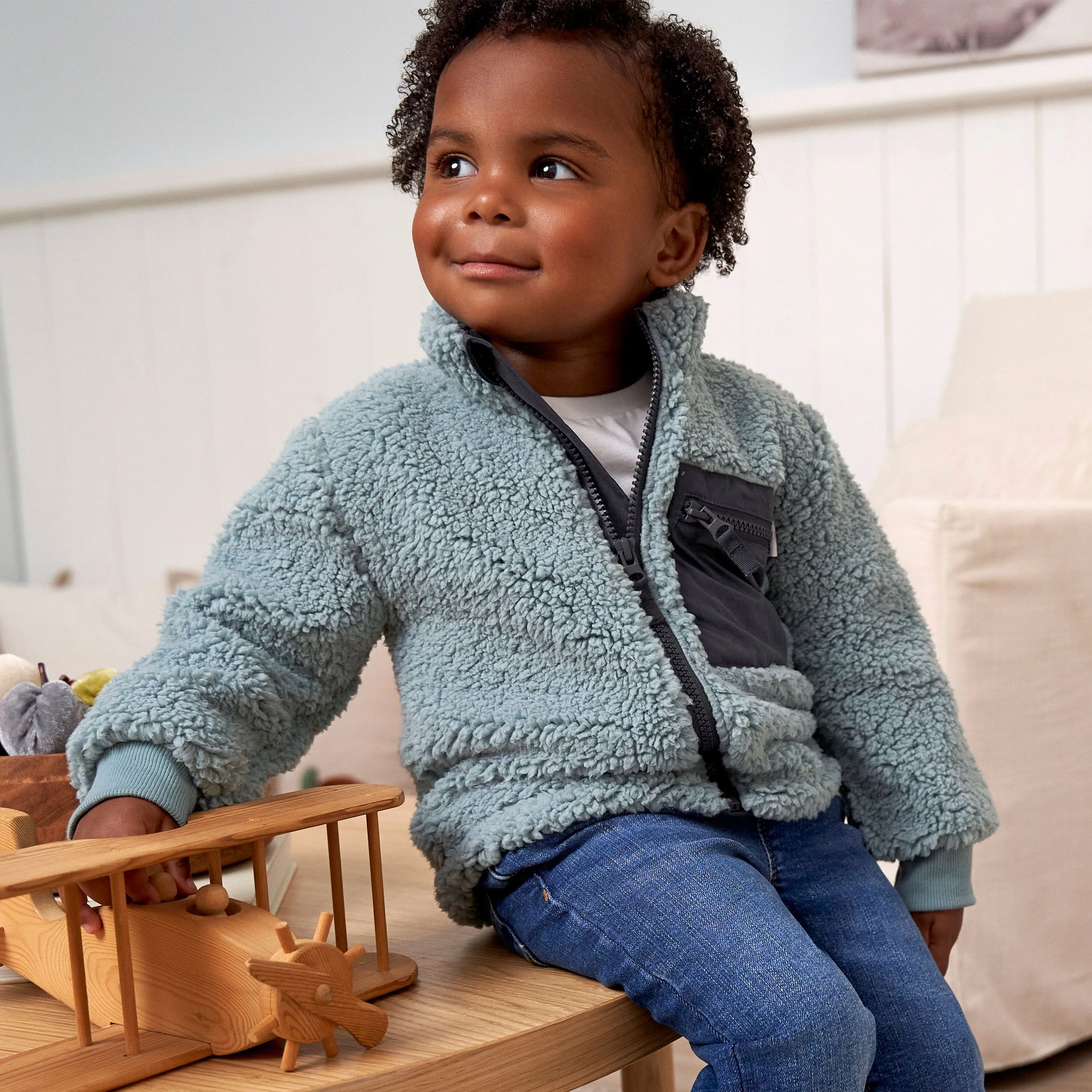 Toddler Boys Blue Sherpa Jacket Gerber Childrenswea