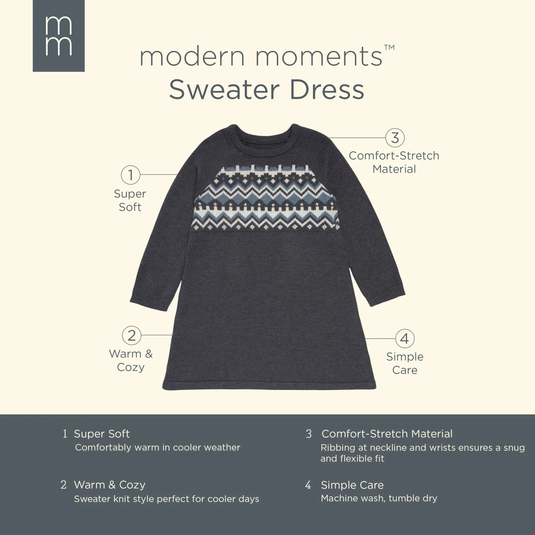 Toddler Girls Dark Grey Heather Fair Isle Sweater Dress Gerber Childrenswea