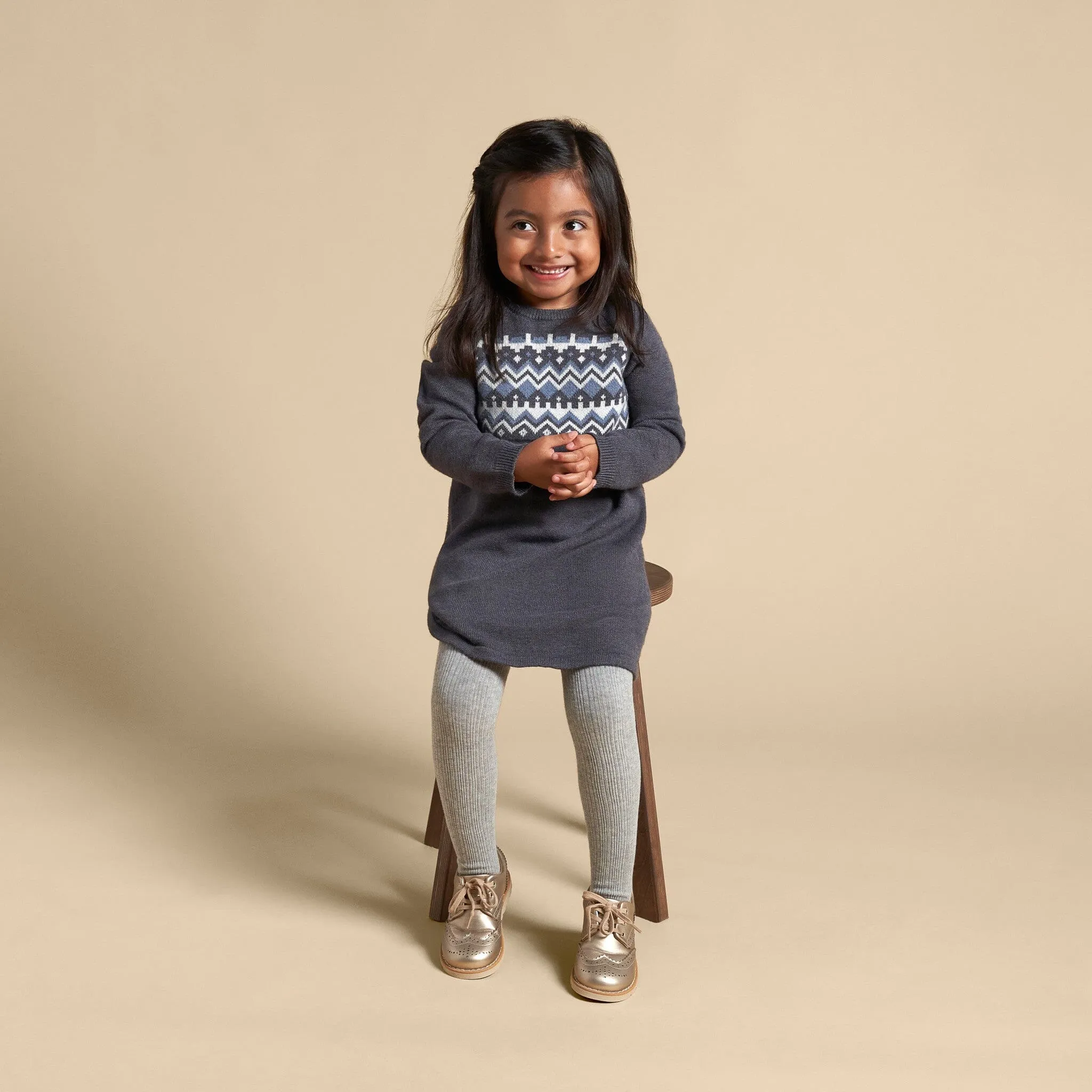 Toddler Girls Dark Grey Heather Fair Isle Sweater Dress Gerber Childrenswea
