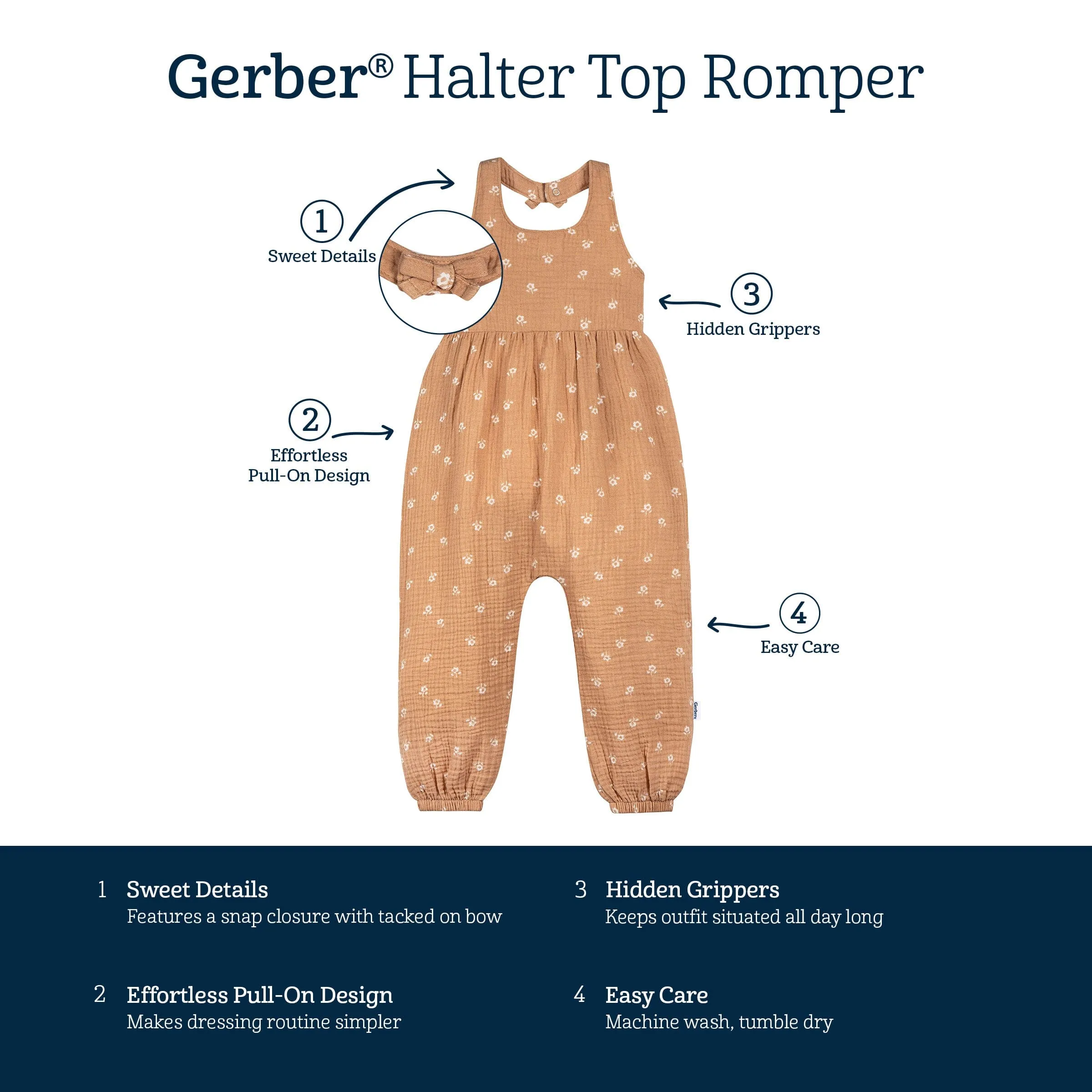 Toddler Girls Floral Halter Romper Gerber Childrenswea