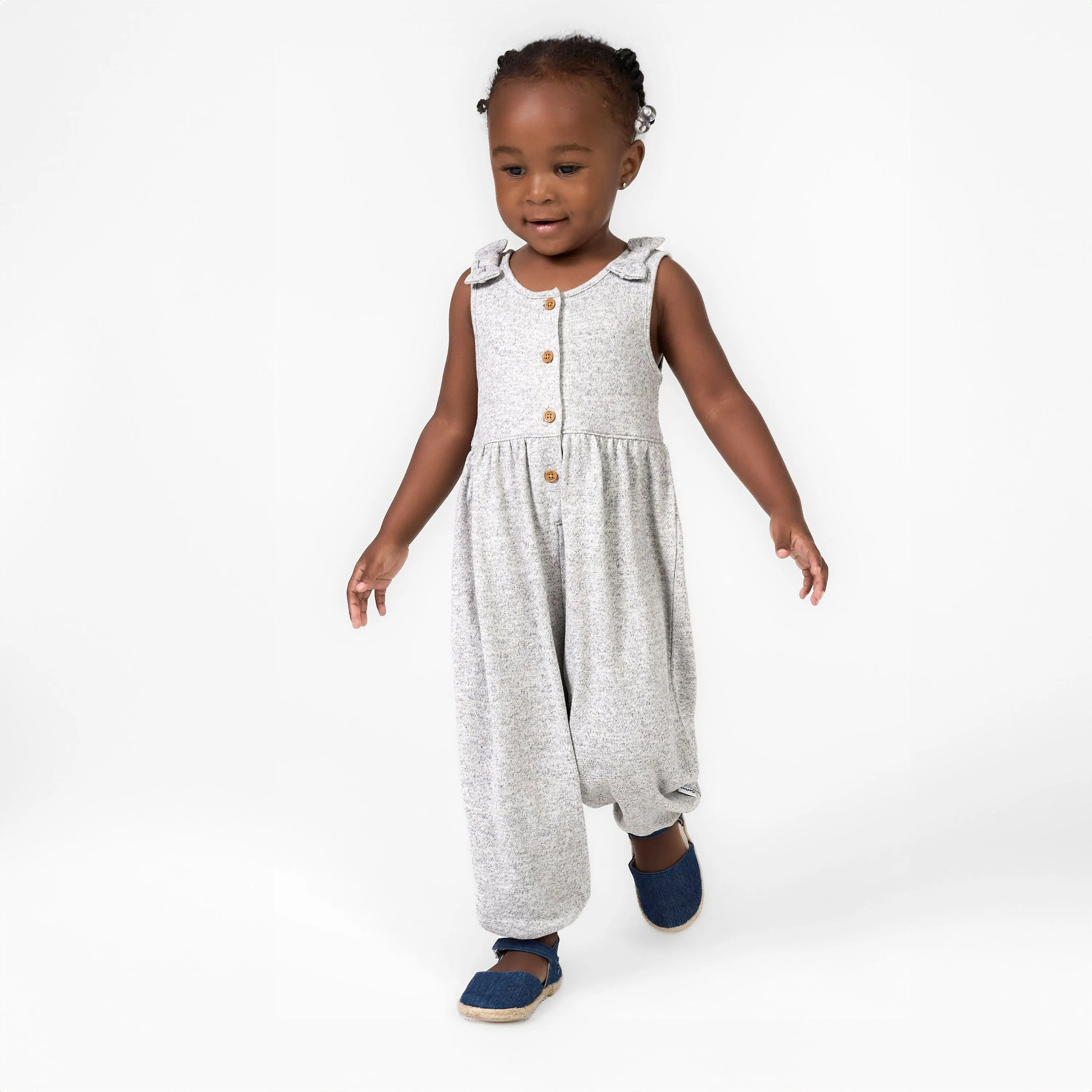 Toddler Girls Light Grey Heather Hacci Romper Gerber Childrenswea