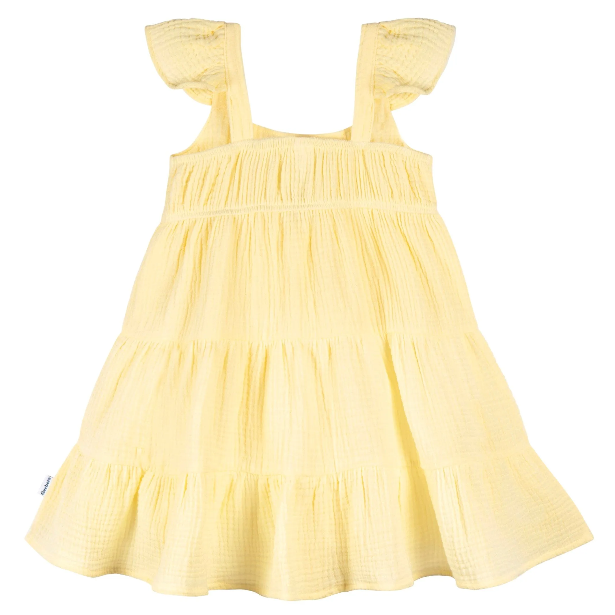 Toddler Girls Yellow Tiered Cotton Gauze Dress Gerber Childrenswea