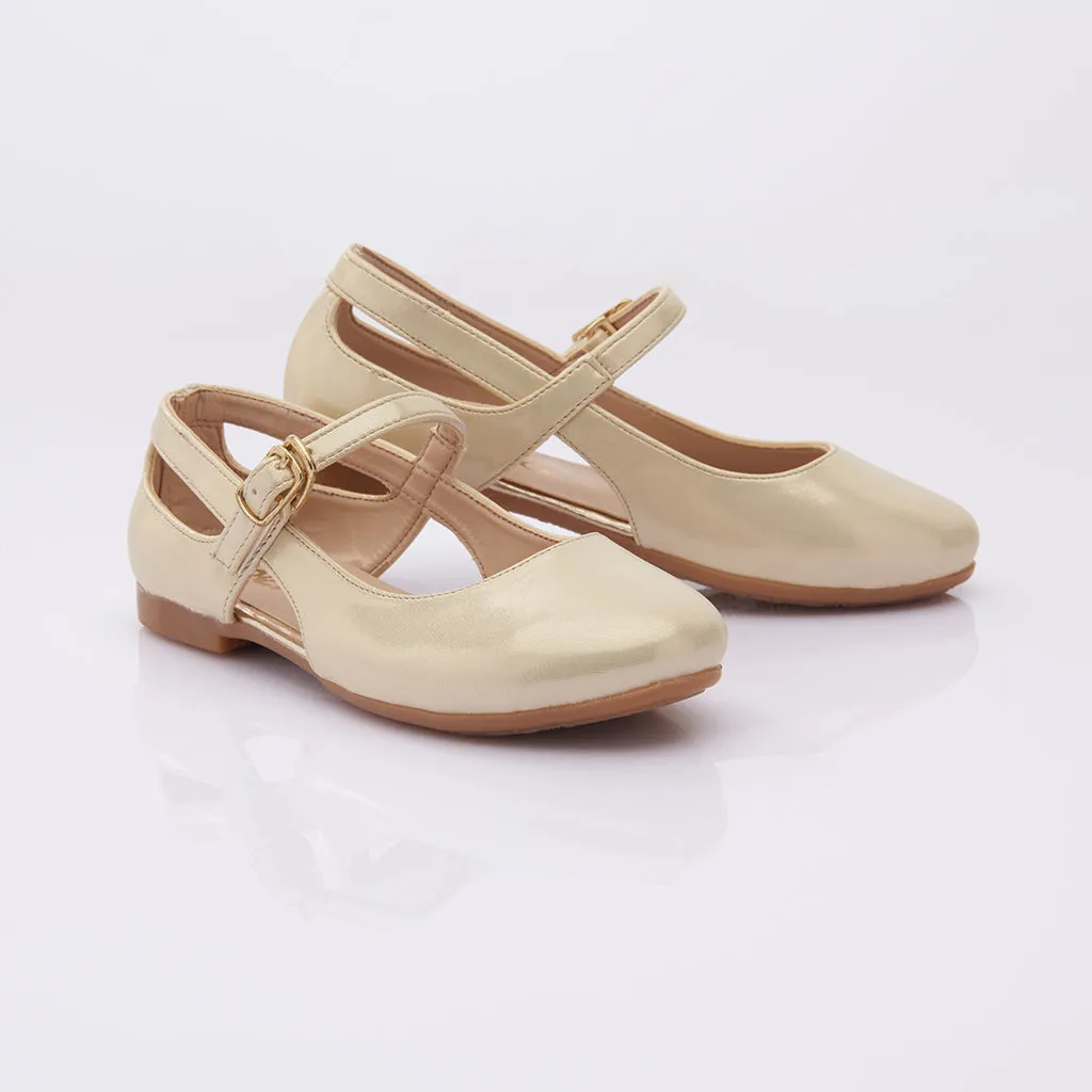 Toddler Gold Cut-Out Flats