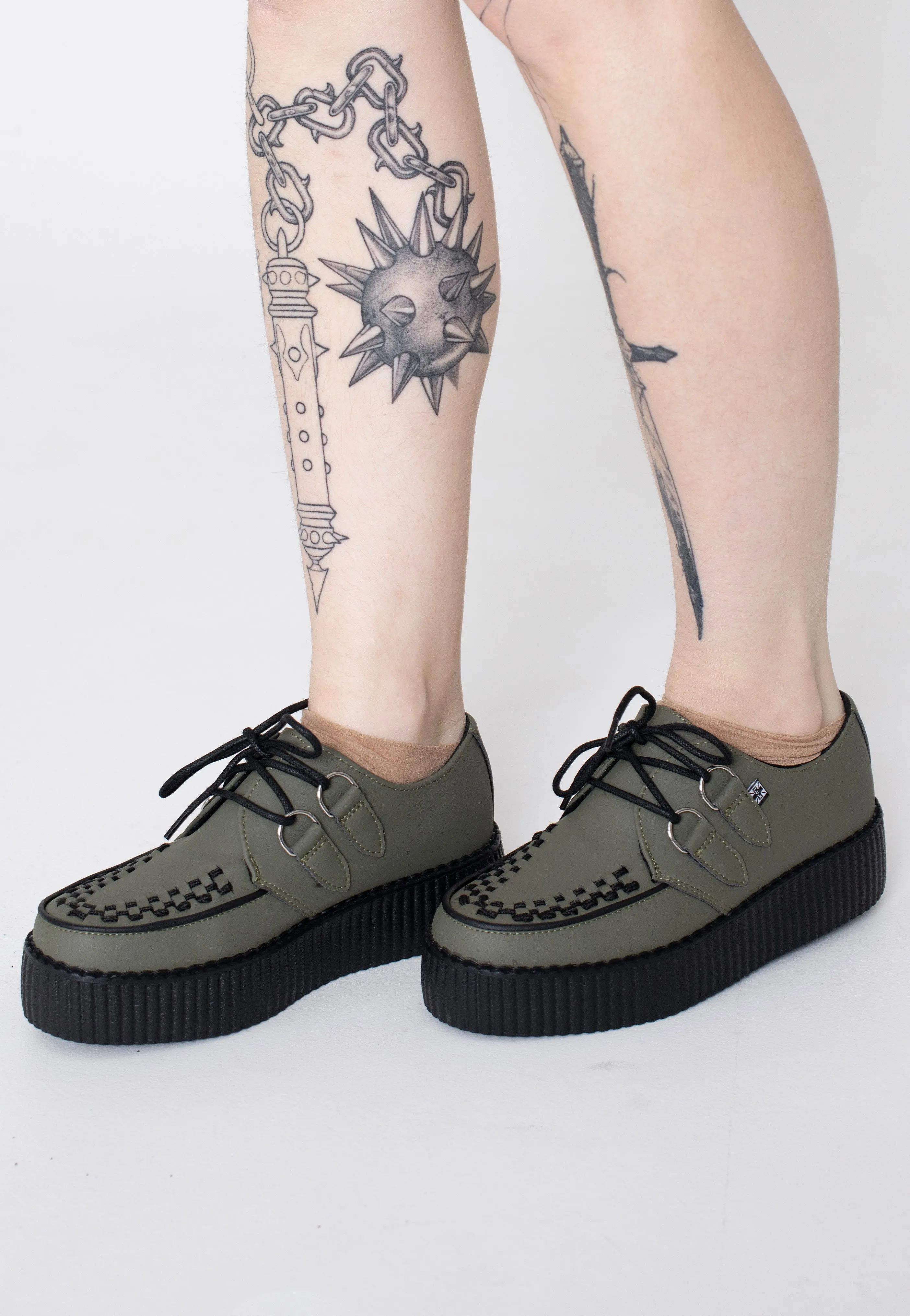 T.U.K. - Viva High Creeper Dark Green Vegan - Girl Shoes