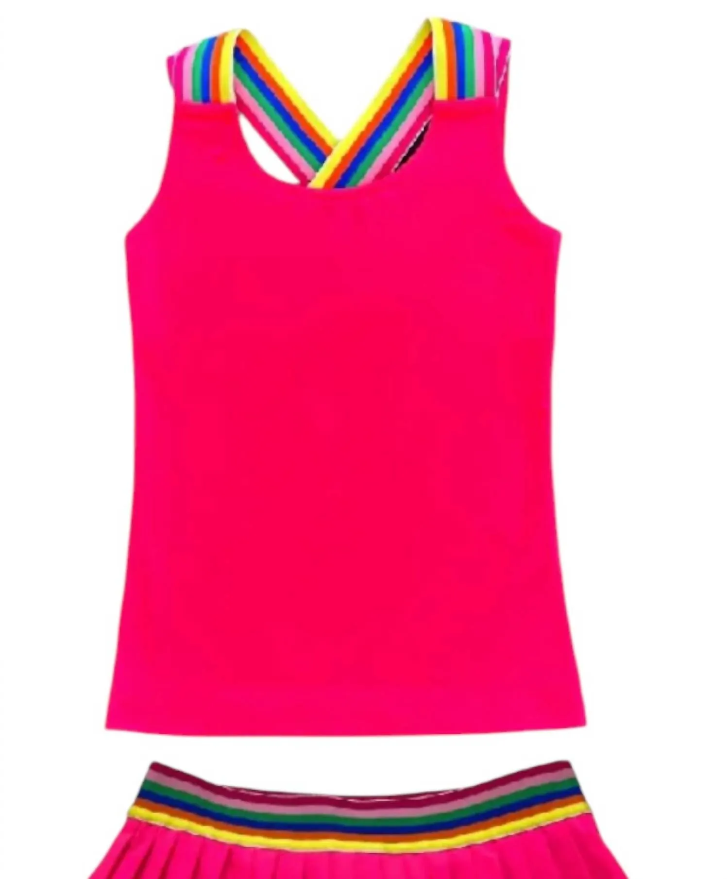 Tween Girls Pleated Tennis Skort 2 Piece Set In Fuchsia
