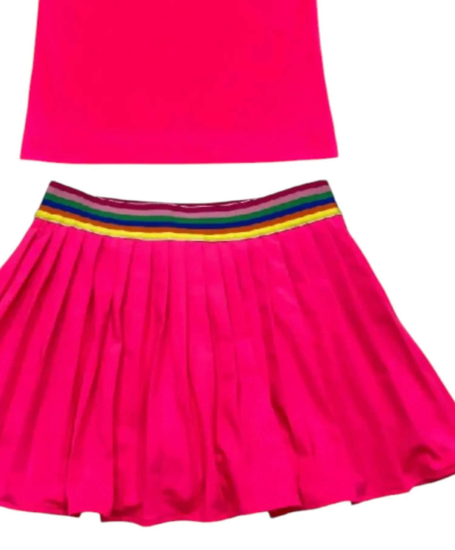 Tween Girls Pleated Tennis Skort 2 Piece Set In Fuchsia