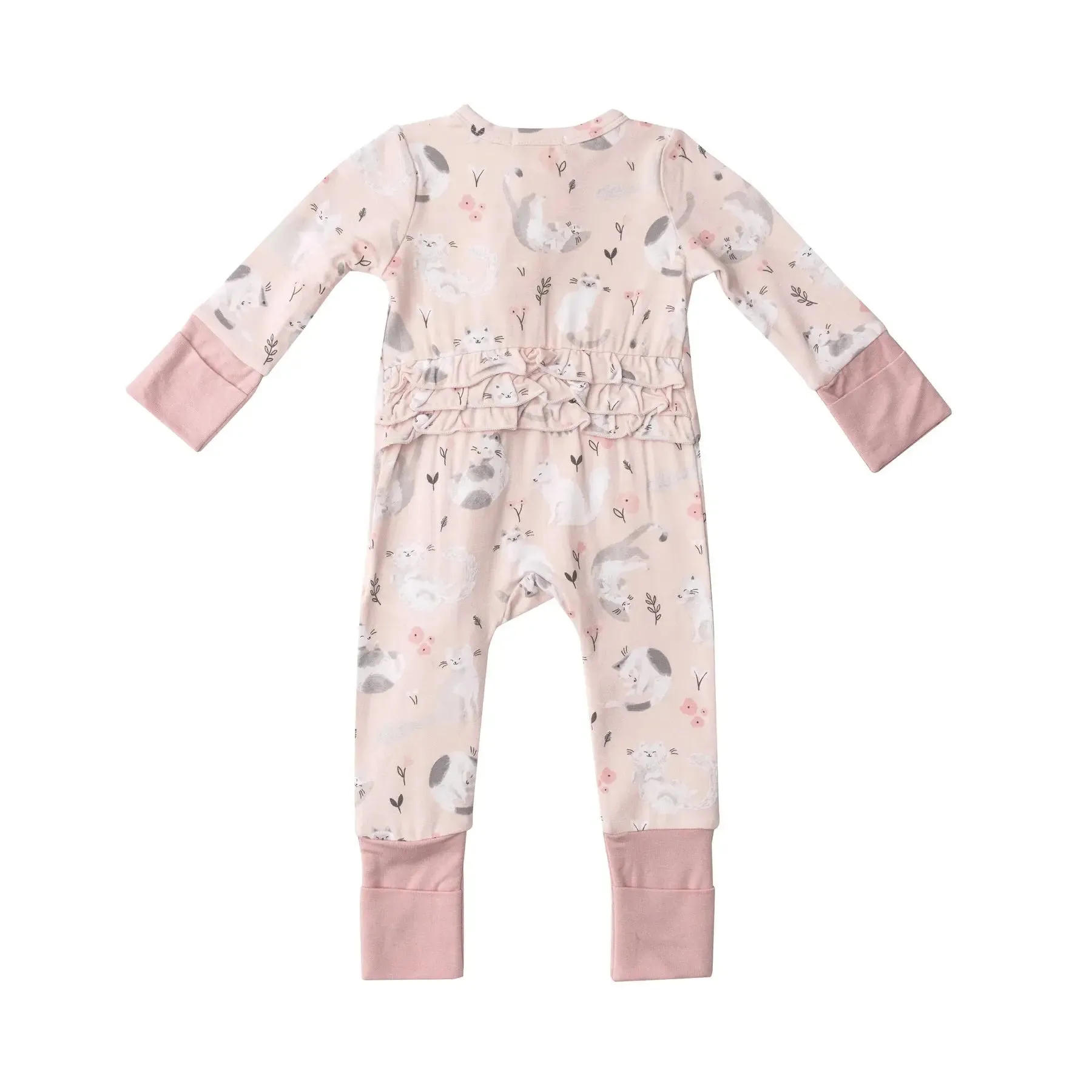 Two Way Ruffle Zipper Romper - Pretty Kittens | Angel Dear
