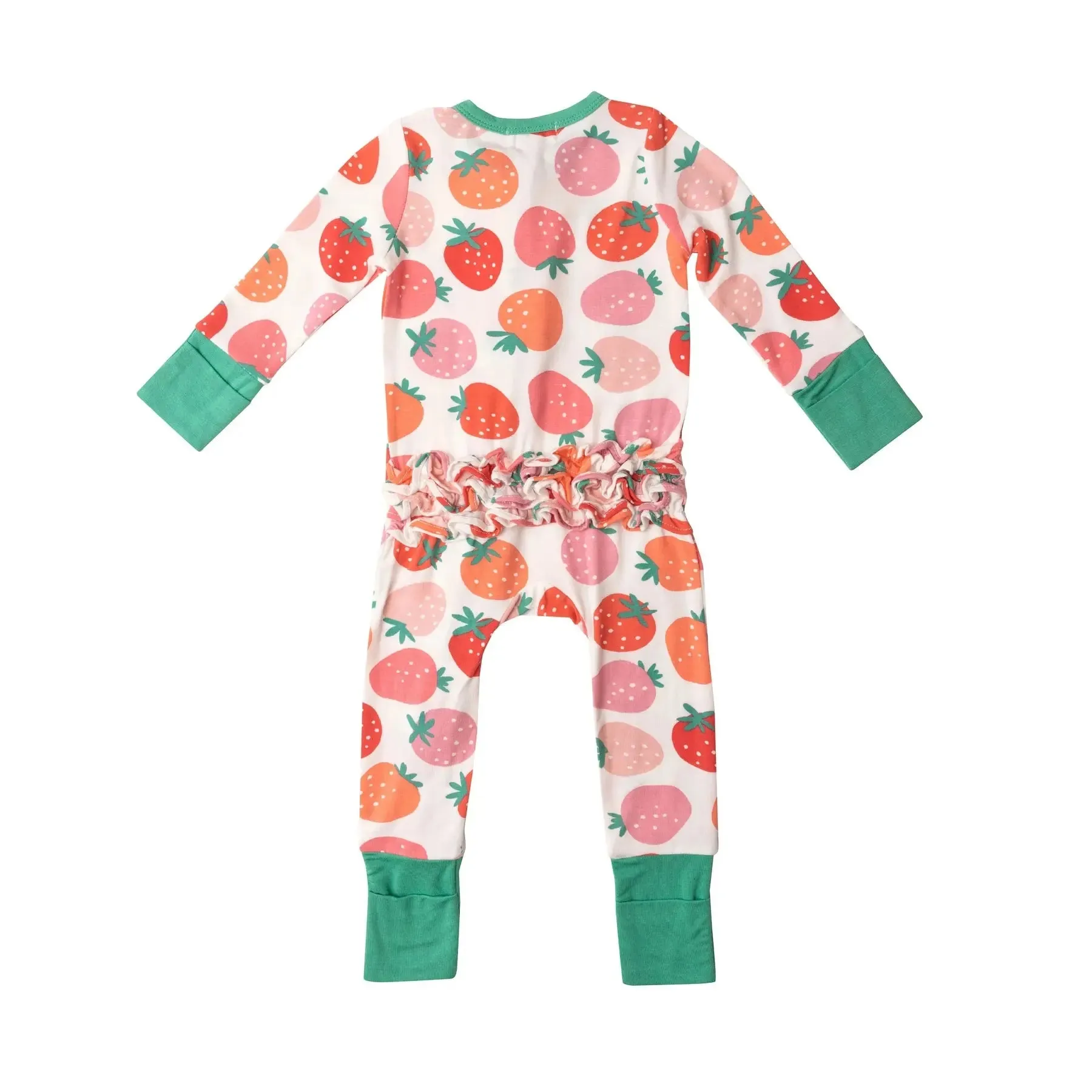 Two Way Ruffle Zipper Romper - Strawberries | Angel Dear