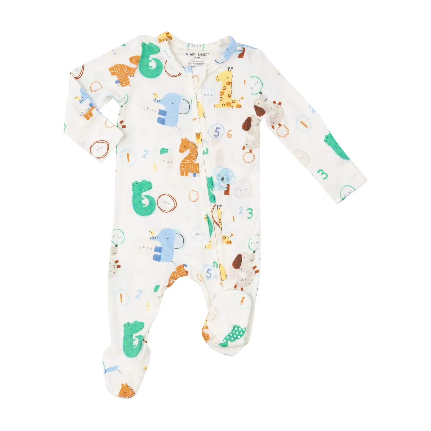 Two Way Zipper Footie - Animal Numbers | Angel Dear