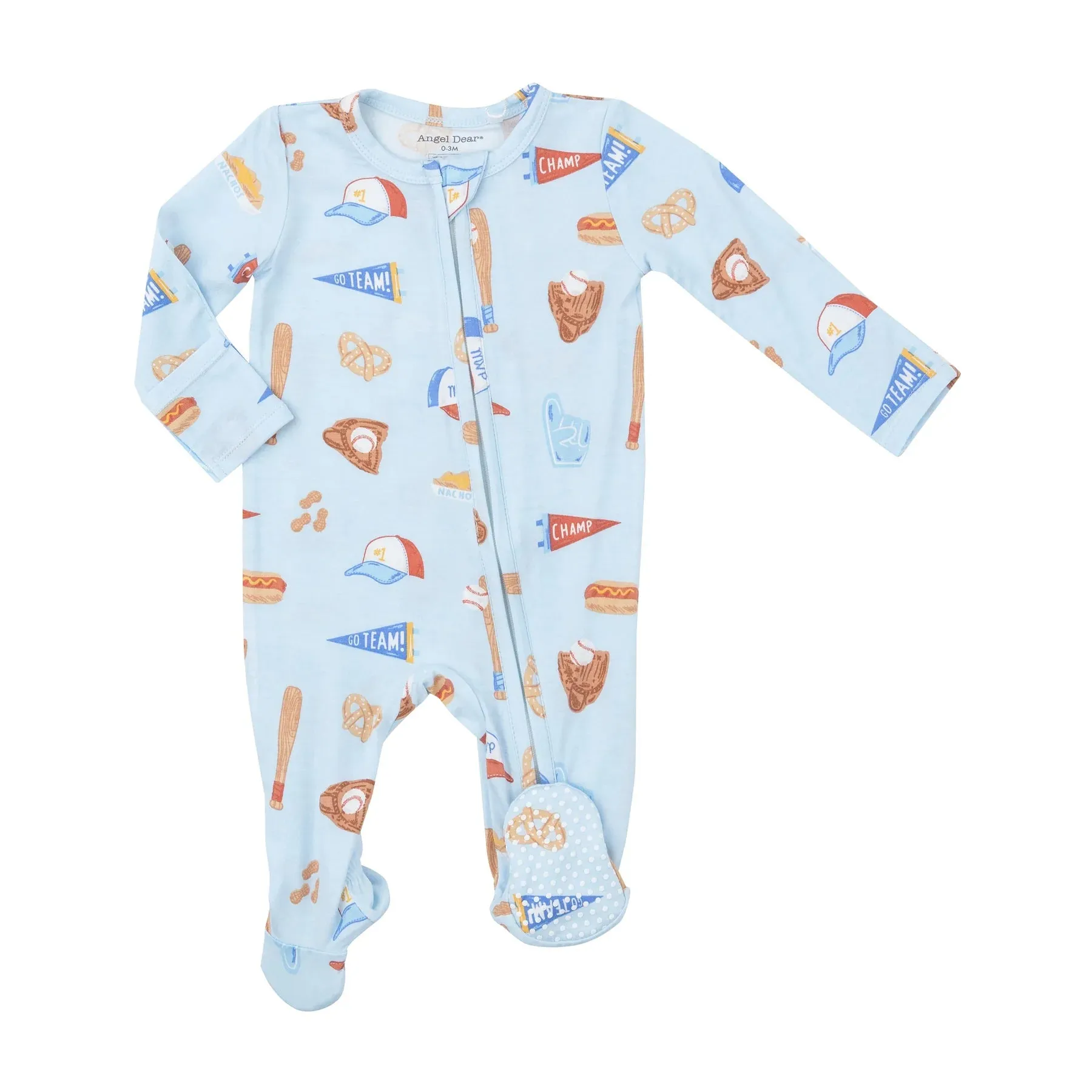 Two Way Zipper Footie - Baseball | Angel Dear