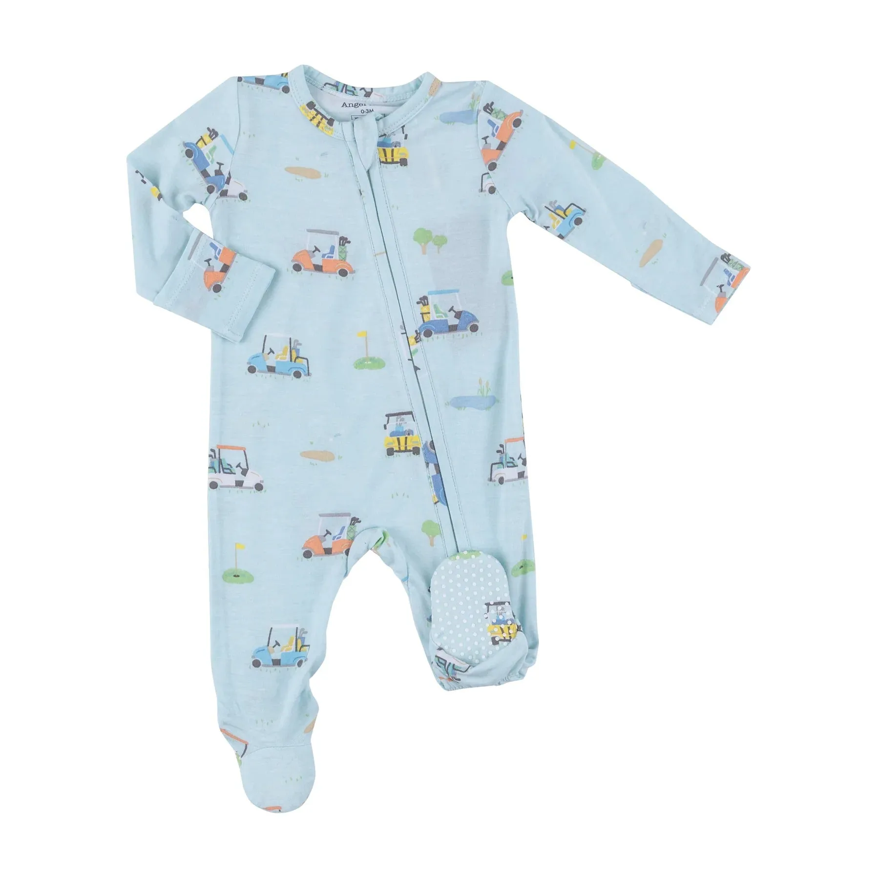 Two Way Zipper Footie - Golf Carts Blue | Angel Dear