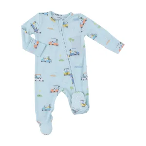 Two Way Zipper Footie - Golf Carts Blue | Angel Dear