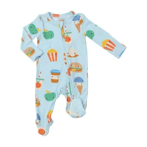 Two Way Zipper Footie - Send Snacks Blue | Angel Dear