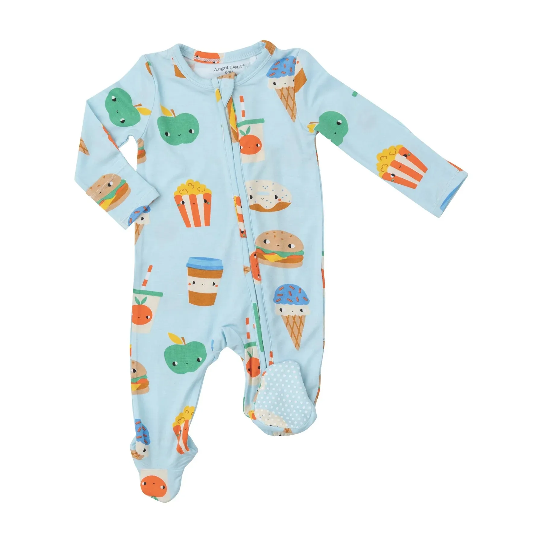 Two Way Zipper Footie - Send Snacks Blue | Angel Dear
