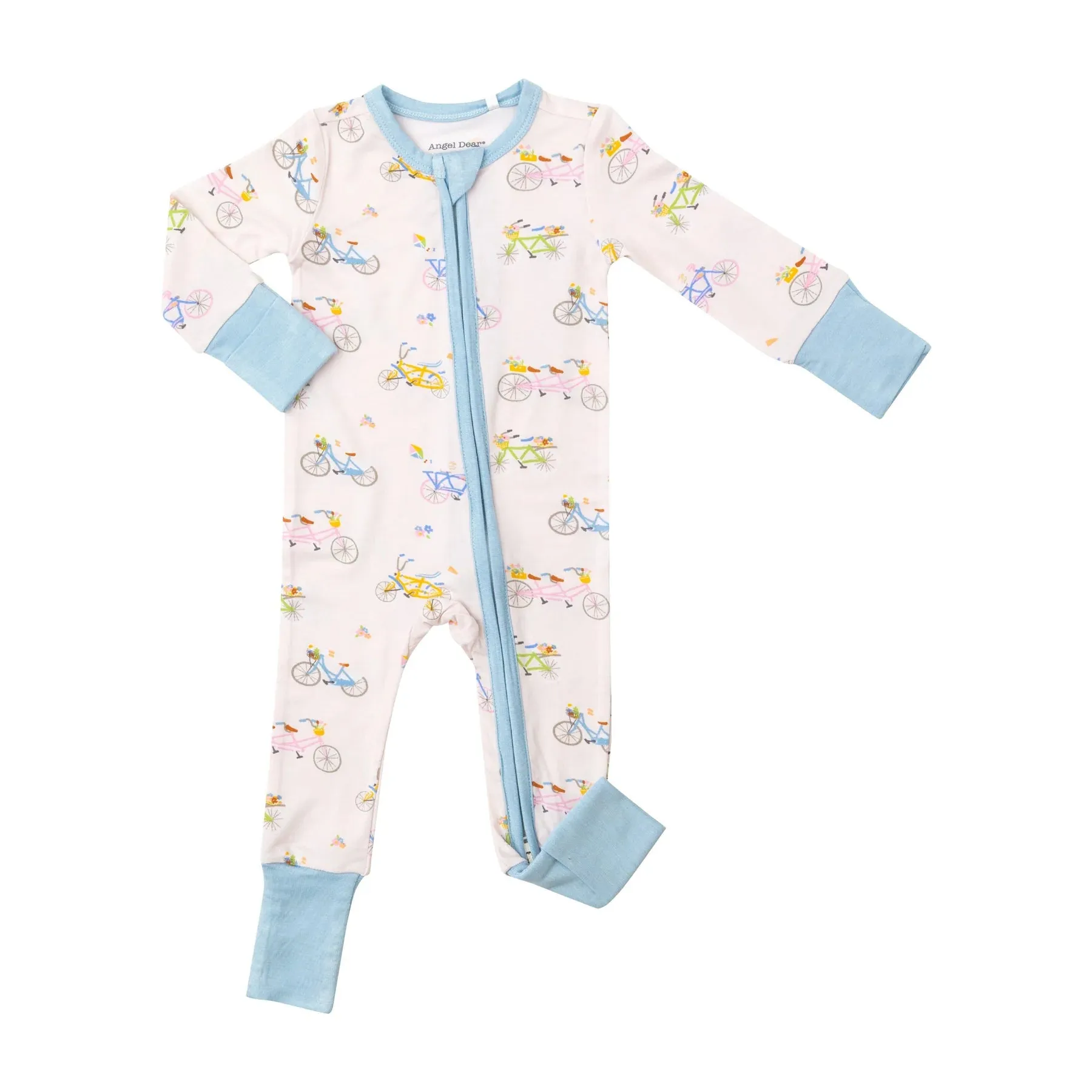 Two Way Zipper Romper - Bikes Pink | Angel Dear