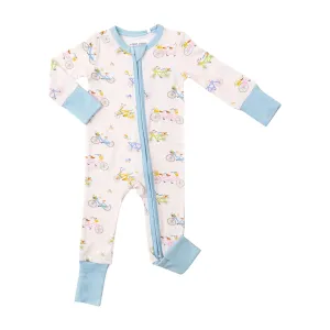 Two Way Zipper Romper - Bikes Pink | Angel Dear
