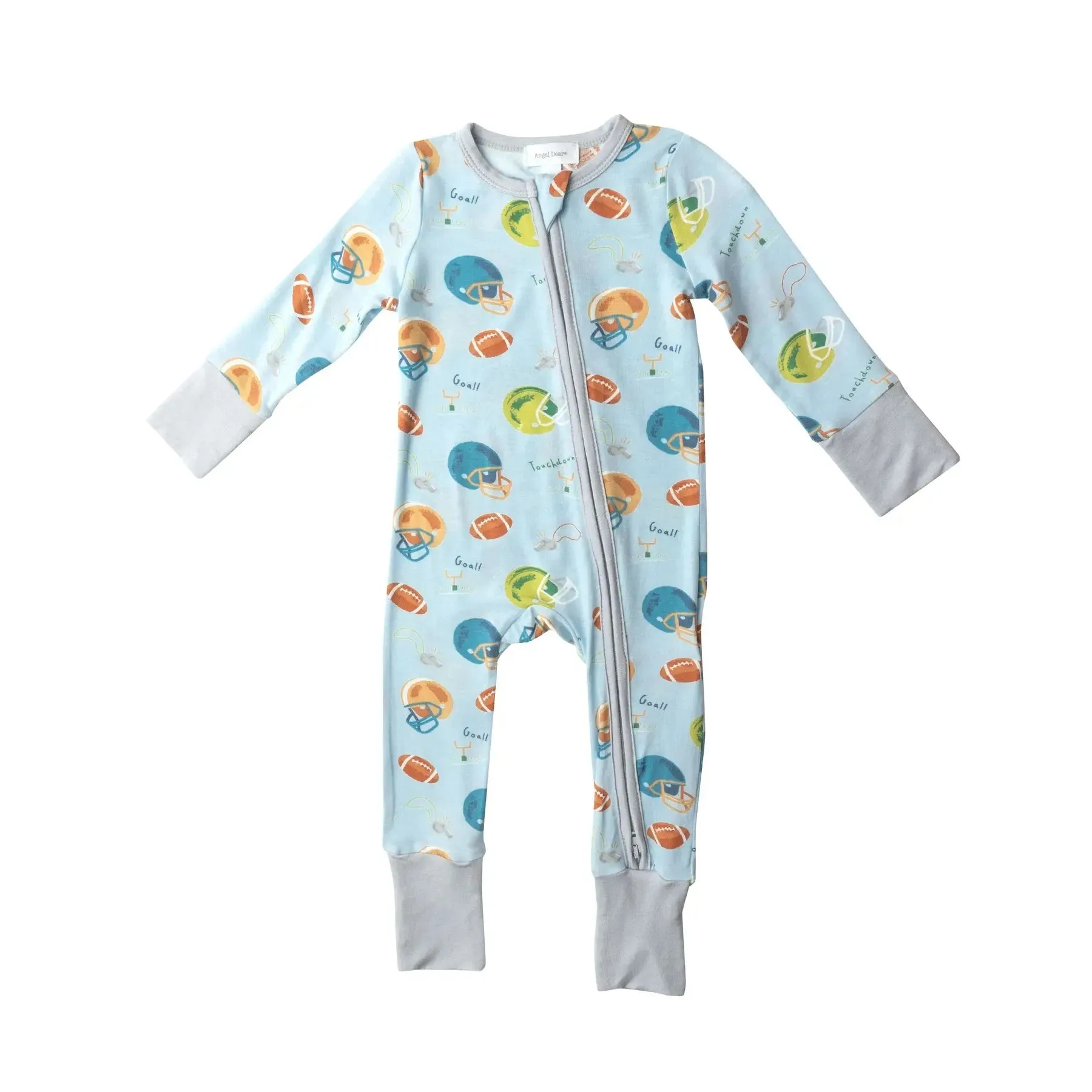 Two Way Zipper Romper - Football - Blue | Angel Dear