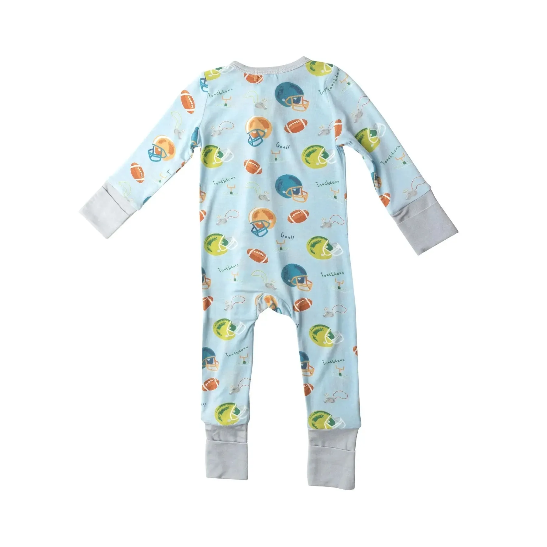 Two Way Zipper Romper - Football - Blue | Angel Dear