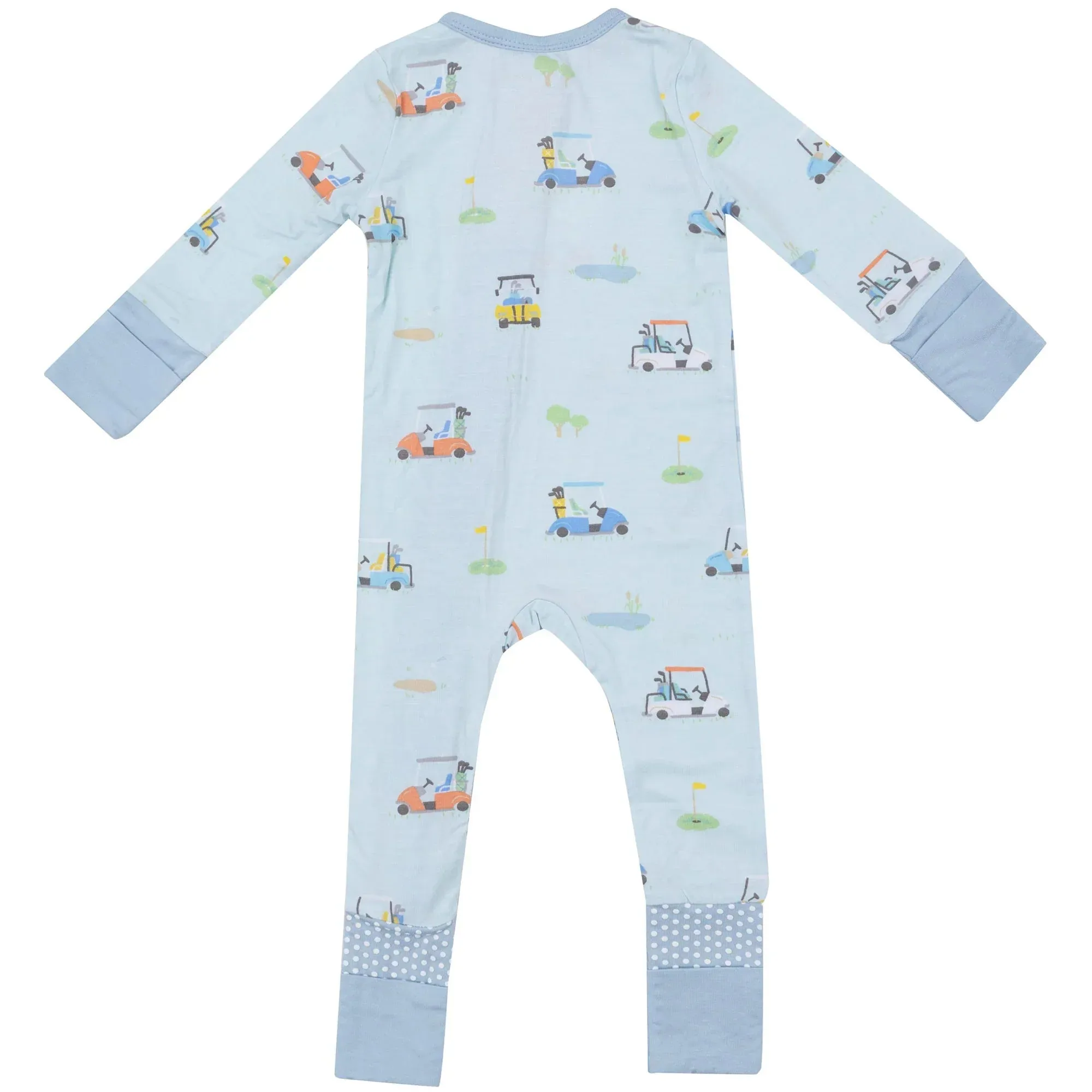 Two Way Zipper Romper - Golf Carts Blue | Angel Dear