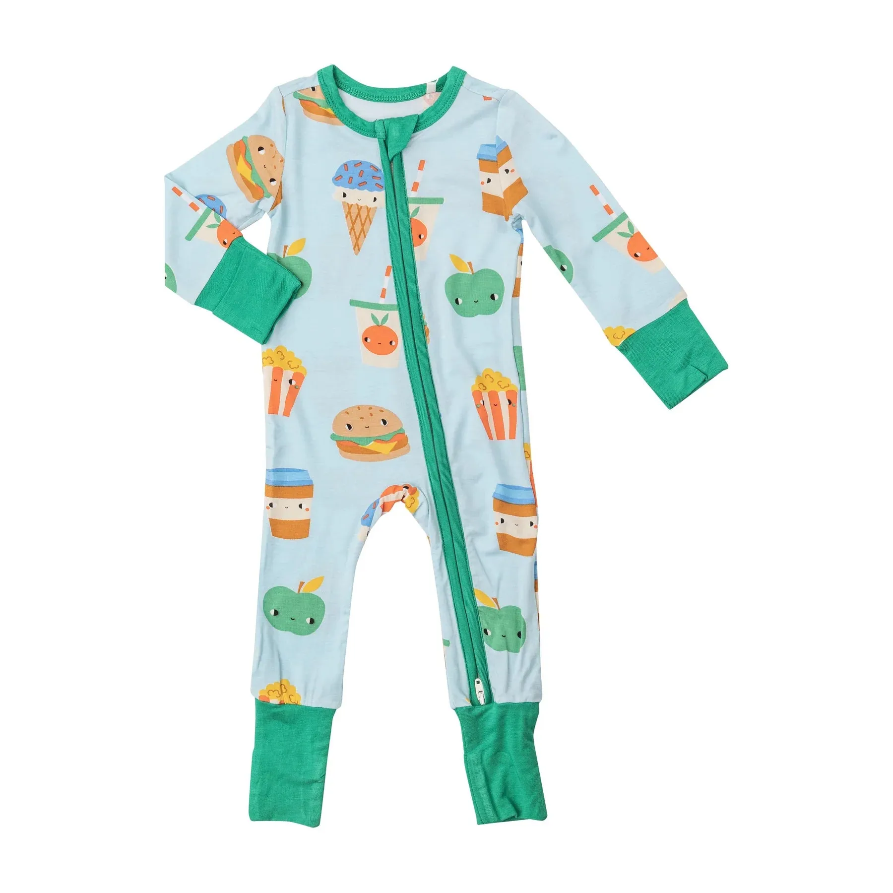 Two Way Zipper Romper - Send Snacks Blue | Angel Dear