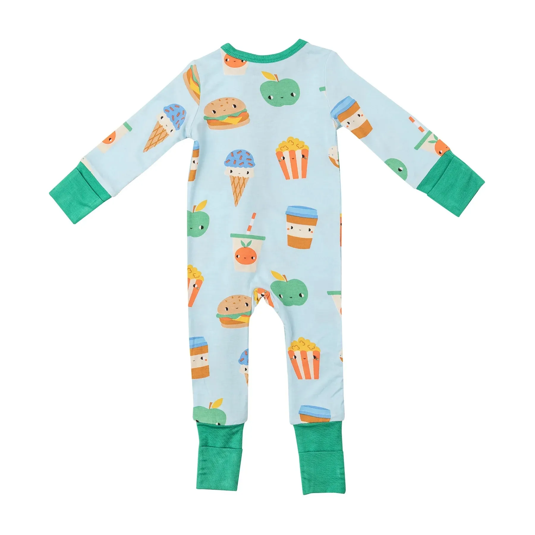 Two Way Zipper Romper - Send Snacks Blue | Angel Dear