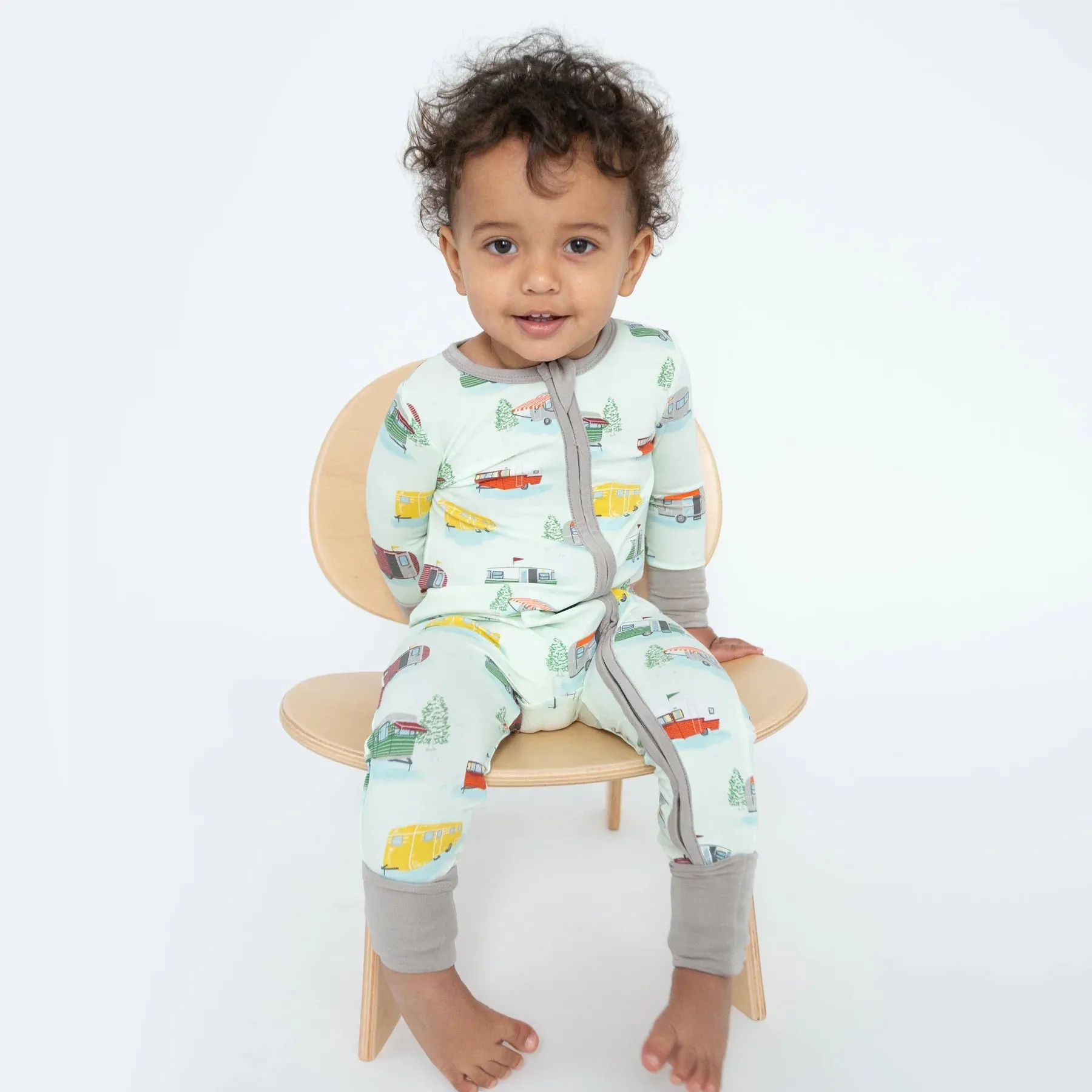 Two Way Zipper Romper - Vintage Campers | Angel Dear