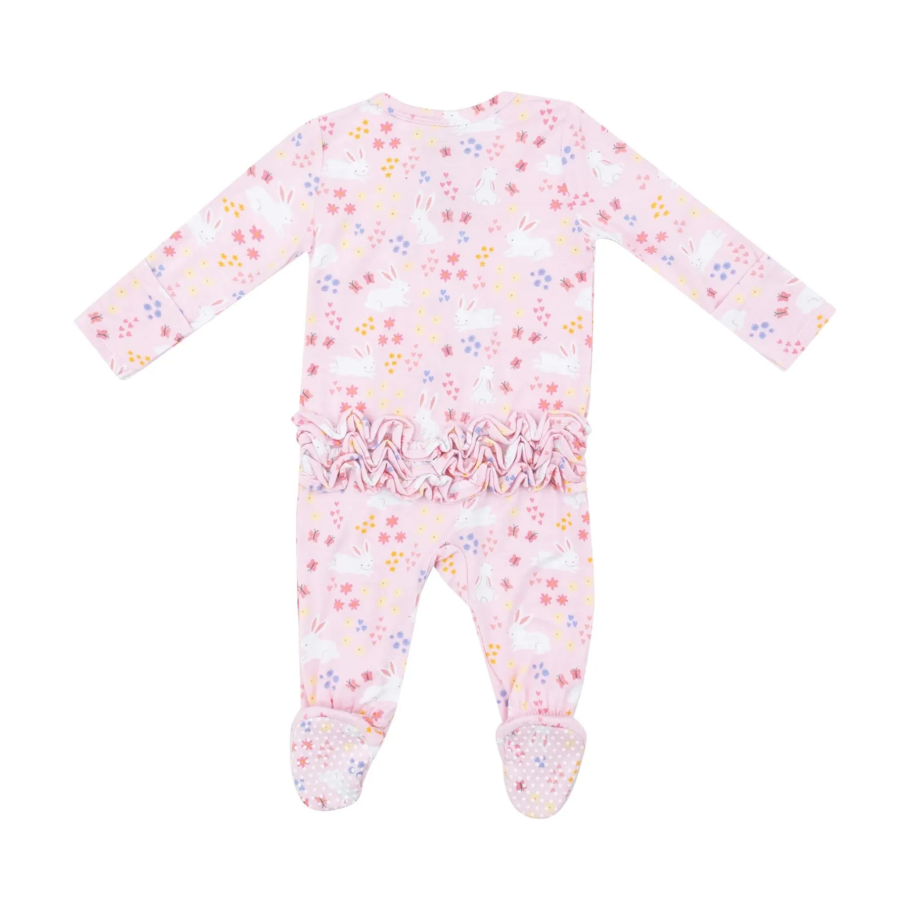 Two Way Zipper Ruffle Back Footie - Bunny Meadow | Angel Dear