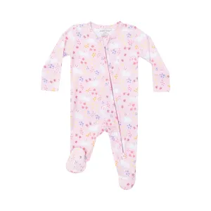 Two Way Zipper Ruffle Back Footie - Bunny Meadow | Angel Dear