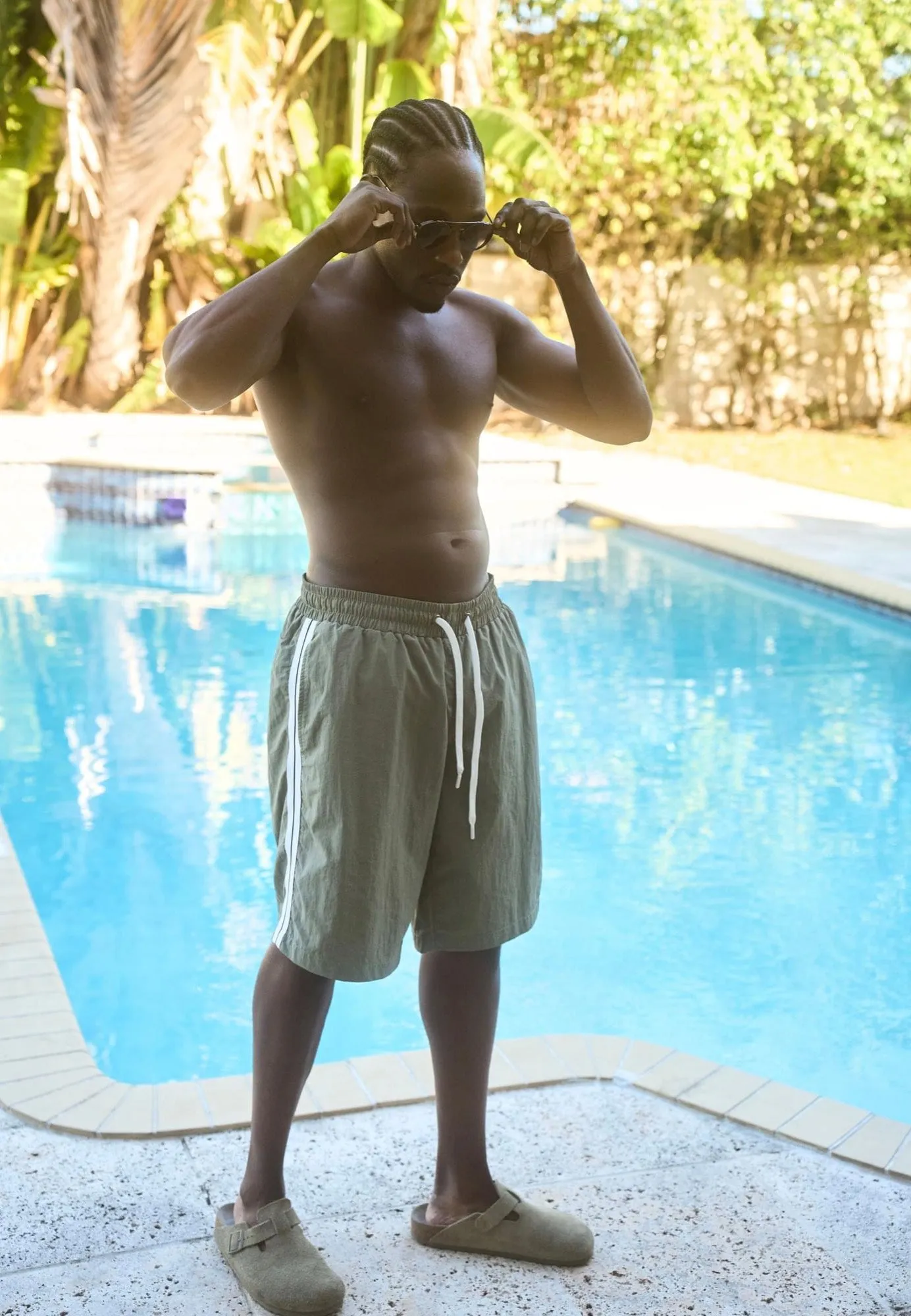 Urban Classics - Patched Stripe Paleolive - Board Shorts