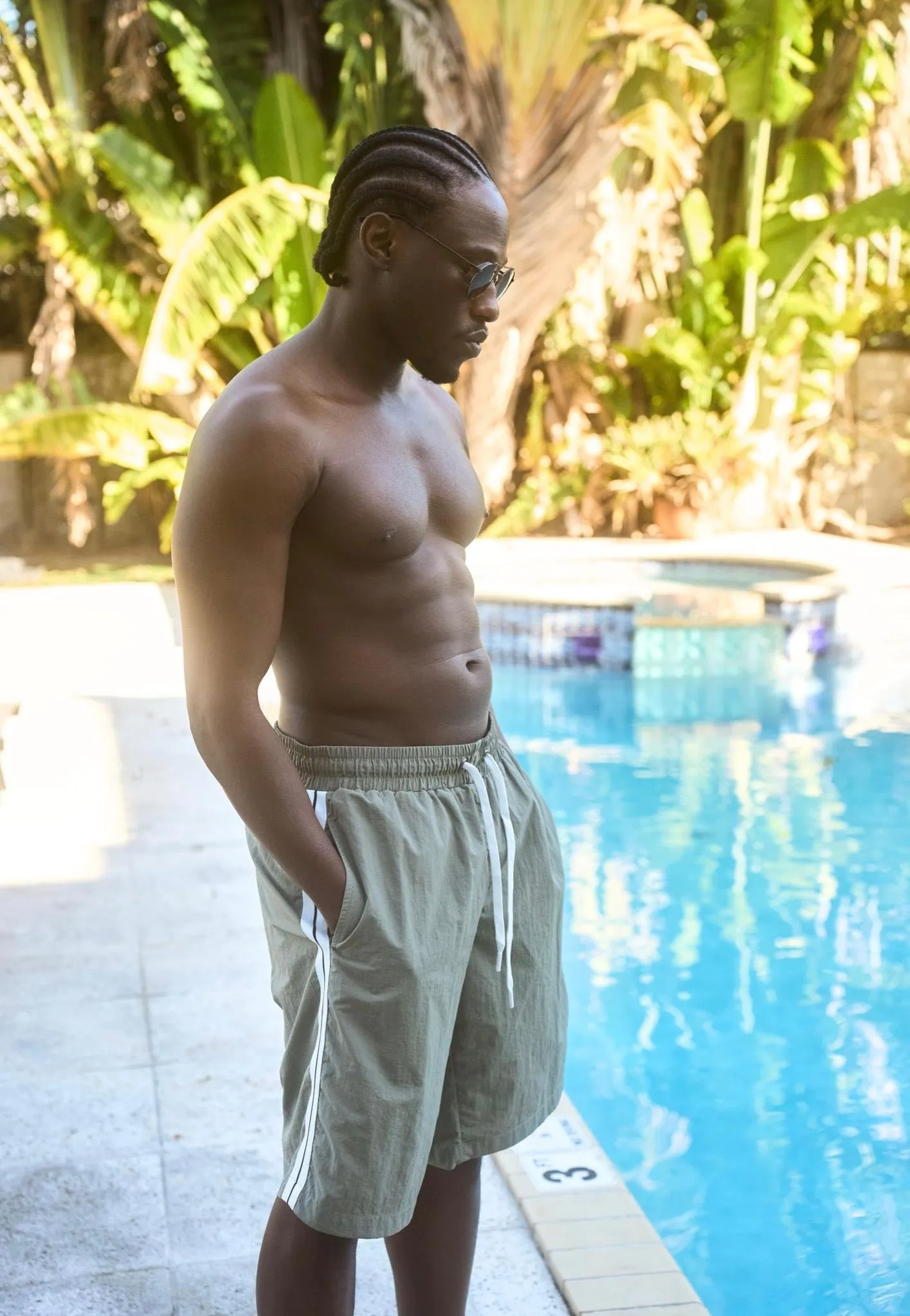 Urban Classics - Patched Stripe Paleolive - Board Shorts