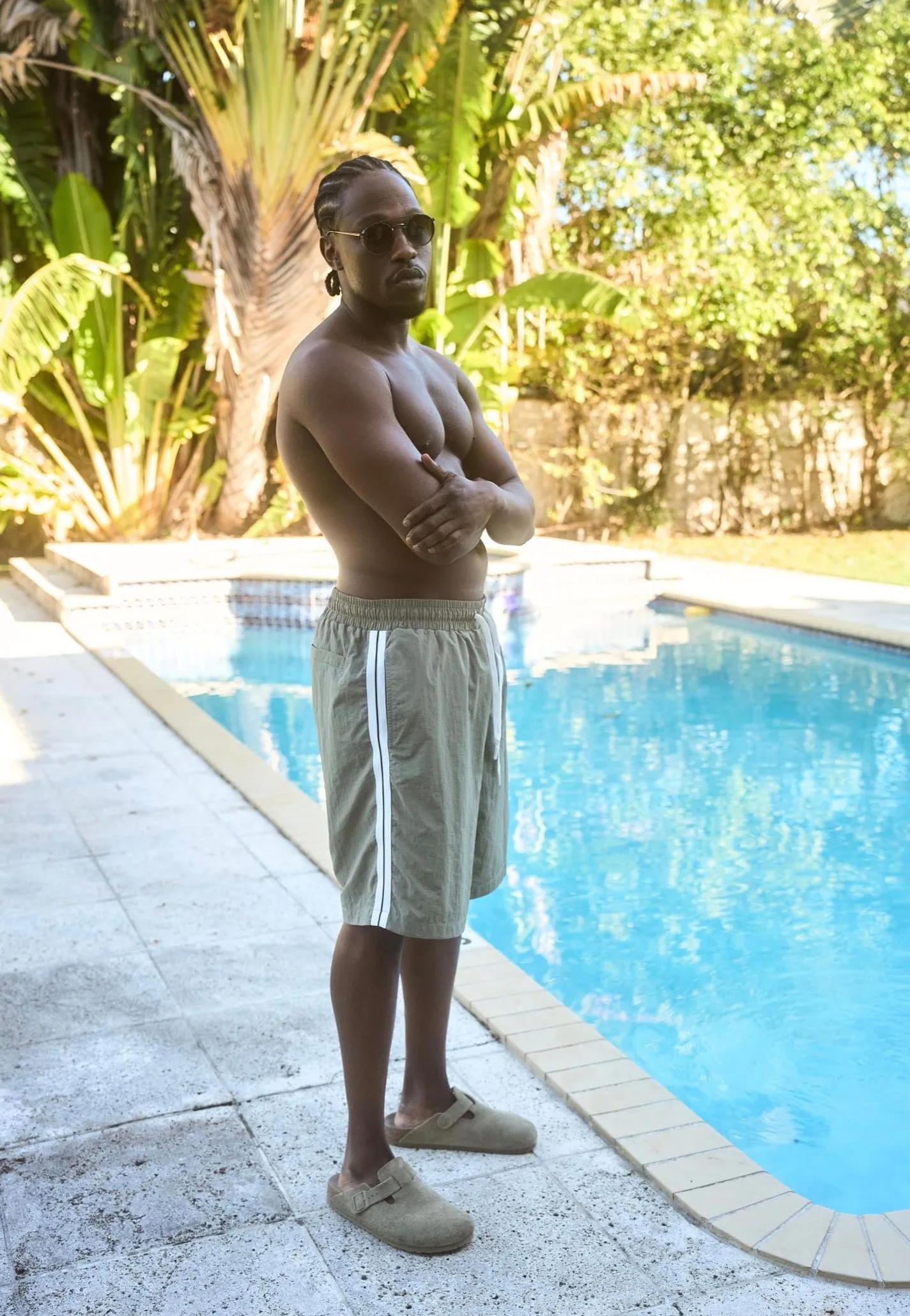 Urban Classics - Patched Stripe Paleolive - Board Shorts