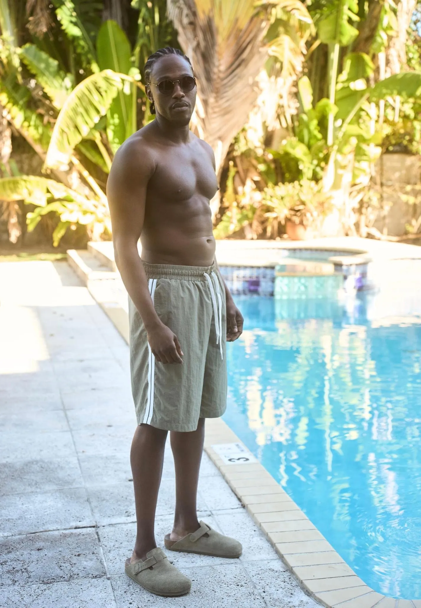 Urban Classics - Patched Stripe Paleolive - Board Shorts