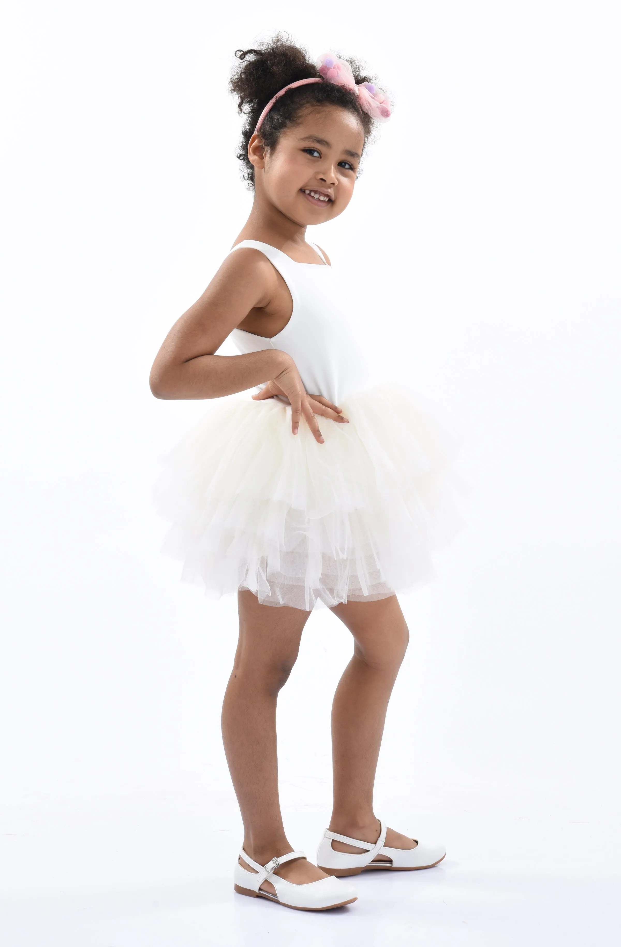 White Solid Tutu Dress