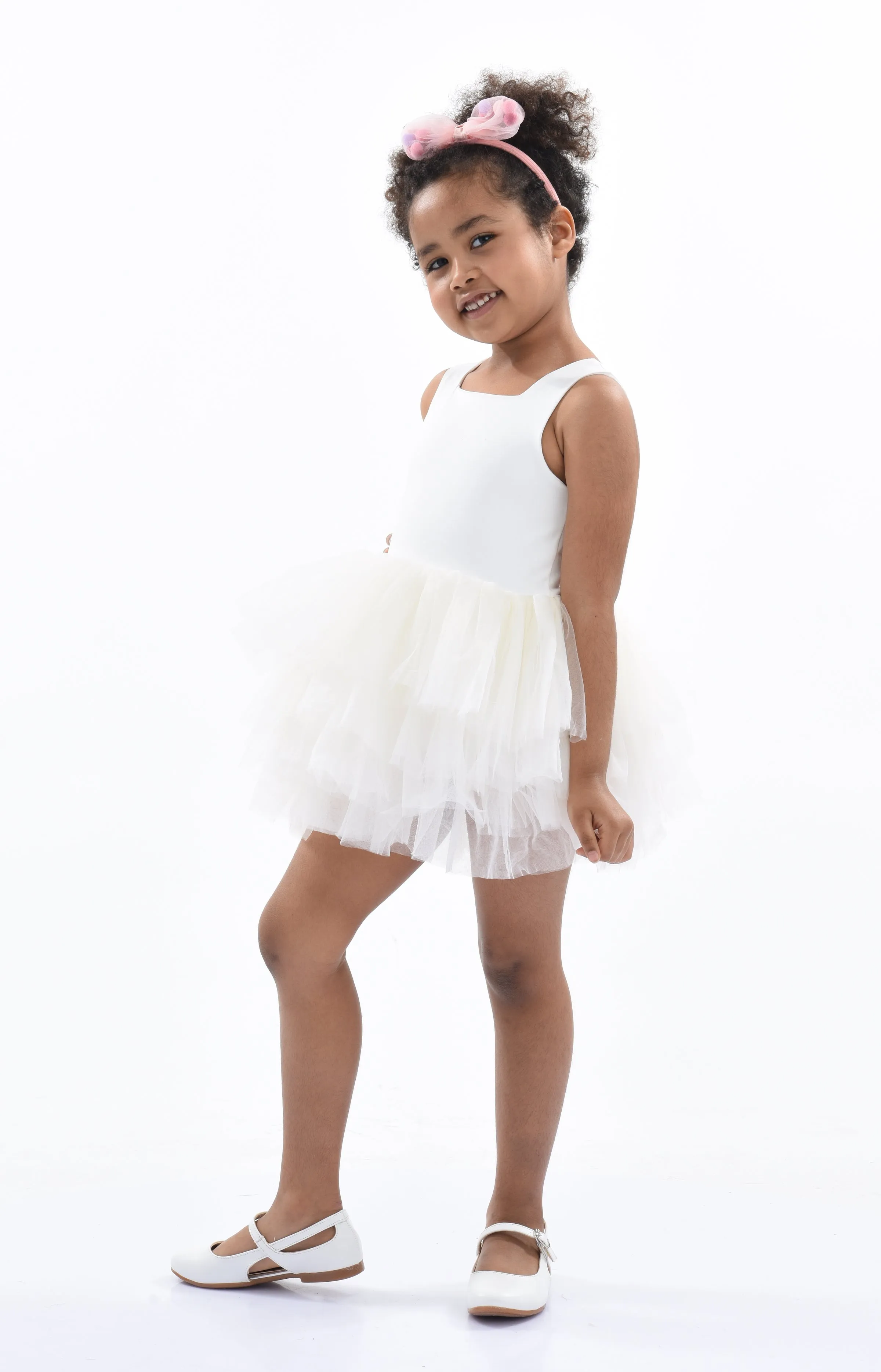 White Solid Tutu Dress