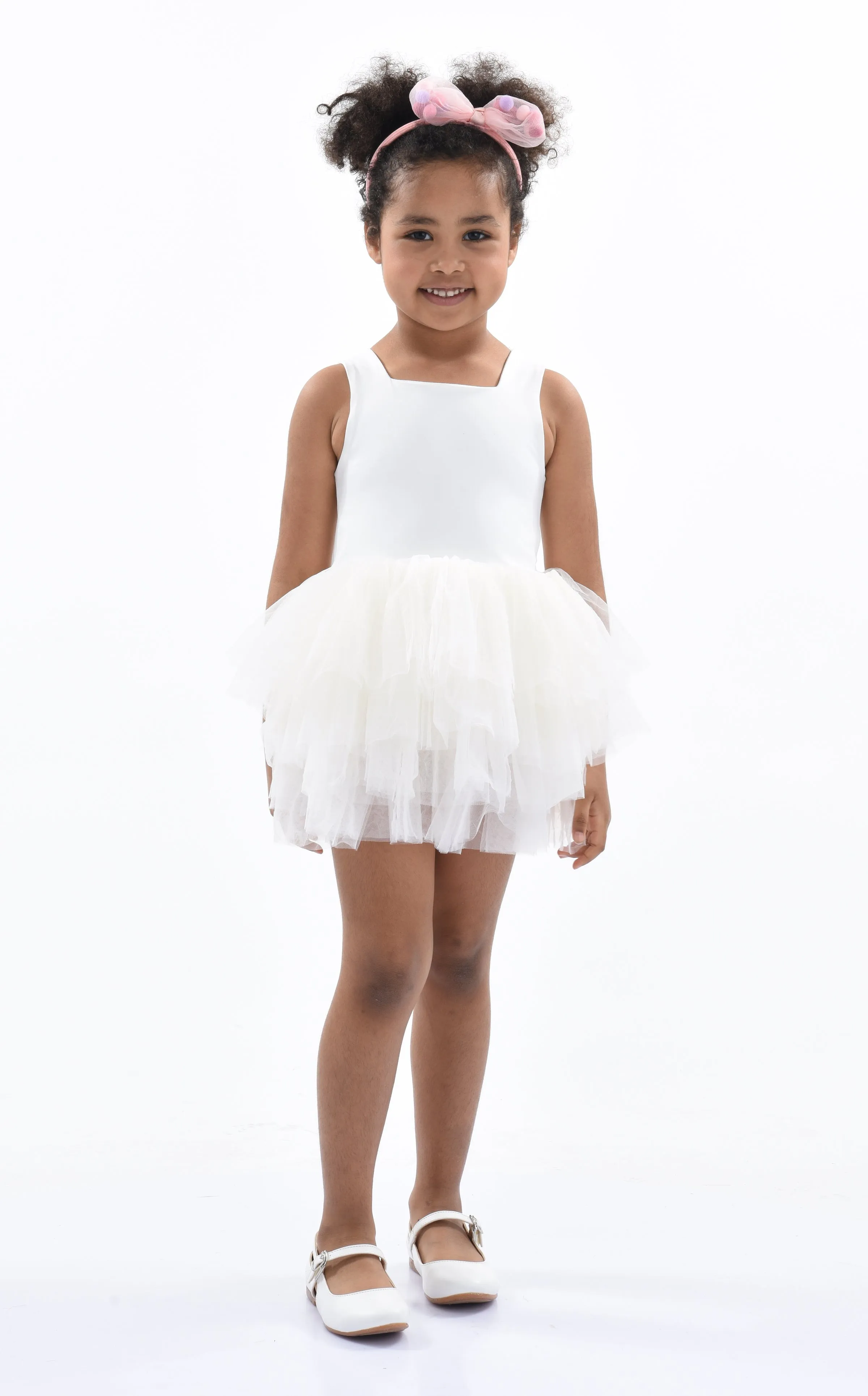 White Solid Tutu Dress
