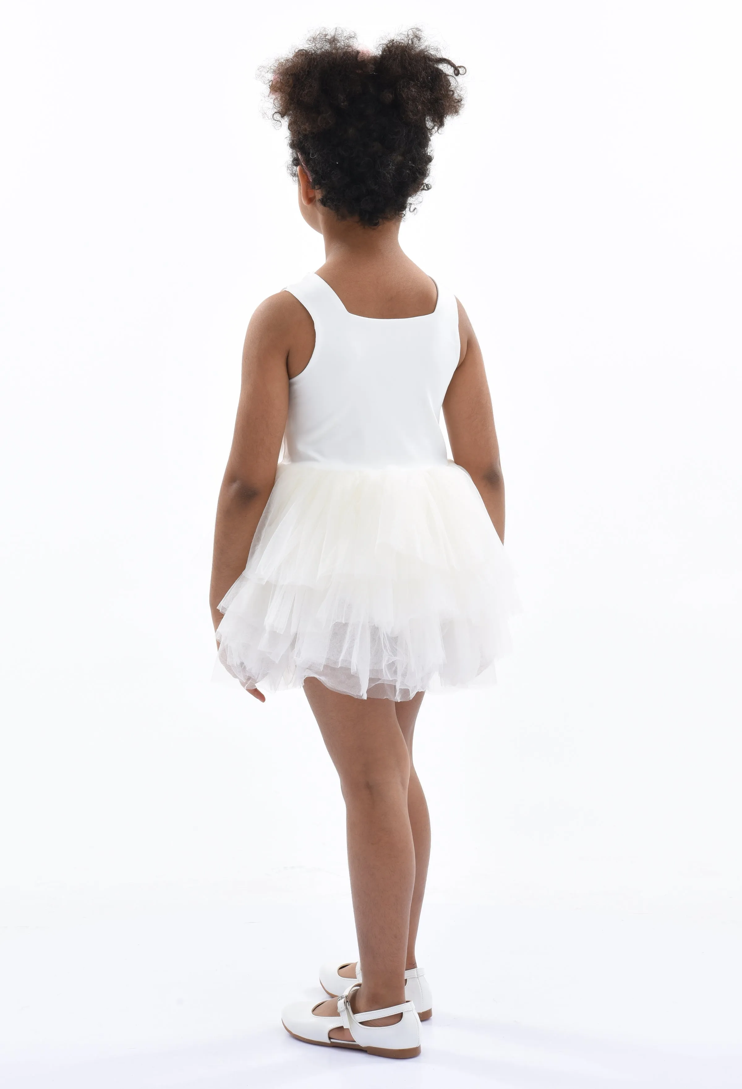 White Solid Tutu Dress
