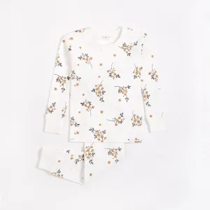 Winter Jasmine Print on Off-White Infant Pyjama Set | Petit Lem