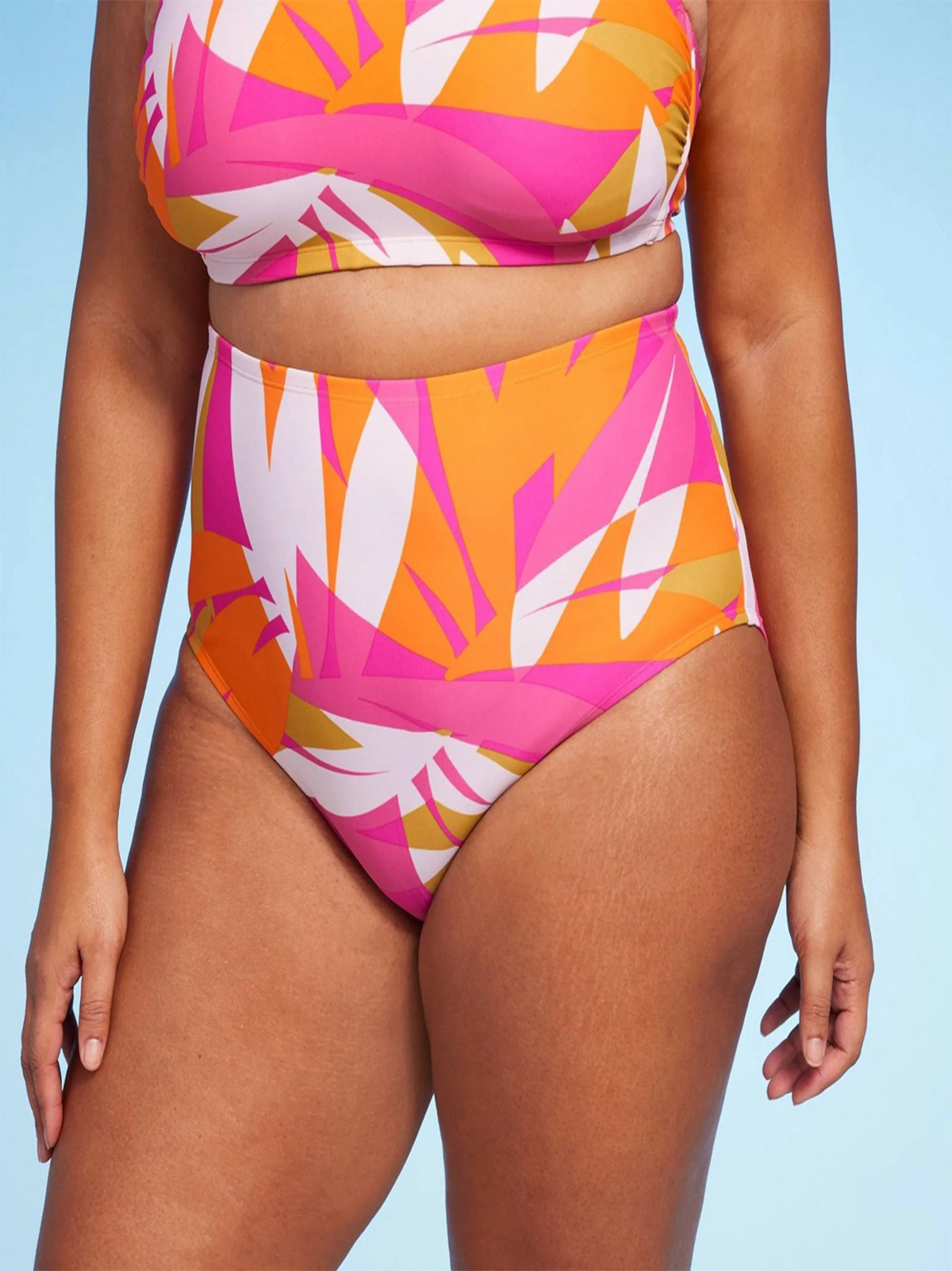 Women's Abstract Print High Waist Bikini Bottom,Multi