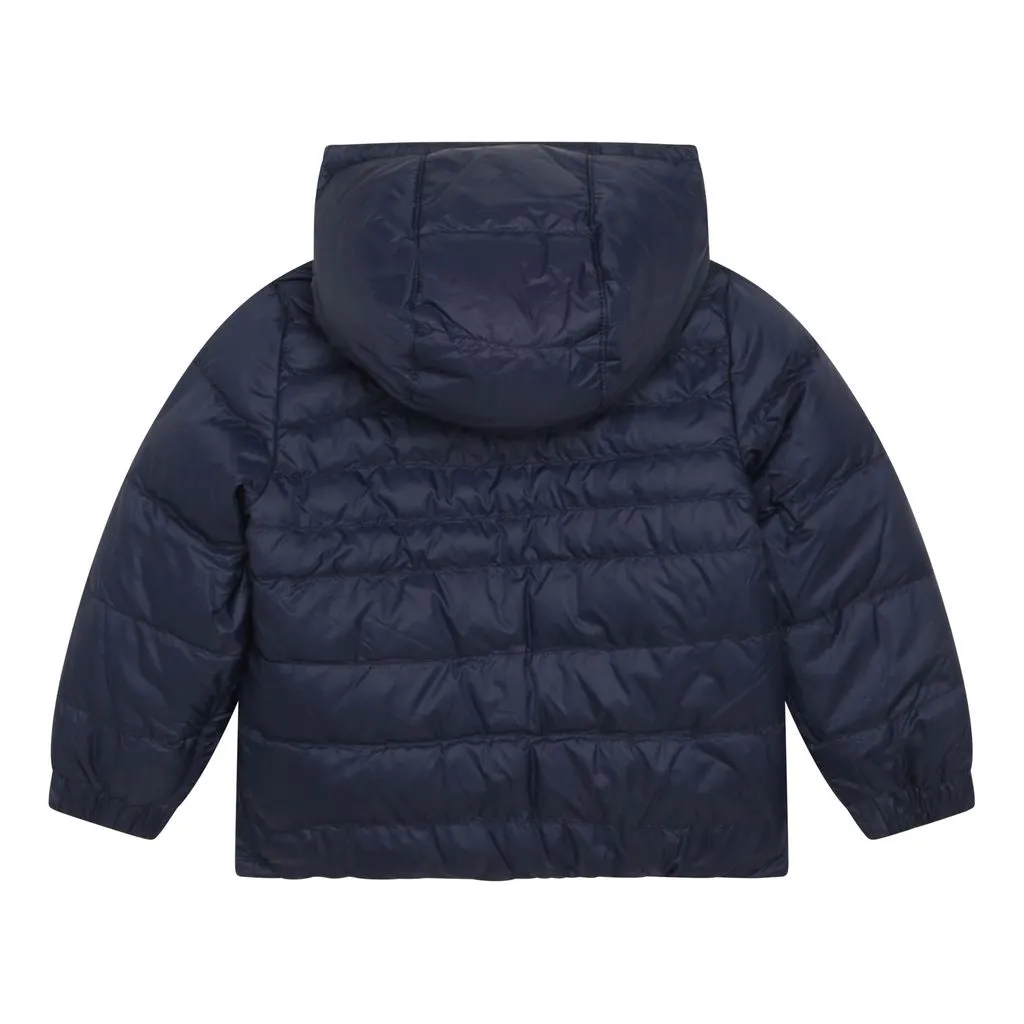 Yellow & Navy Reversible Hooded Puffer Jacket