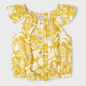 Yellow Tropical Print Blouse