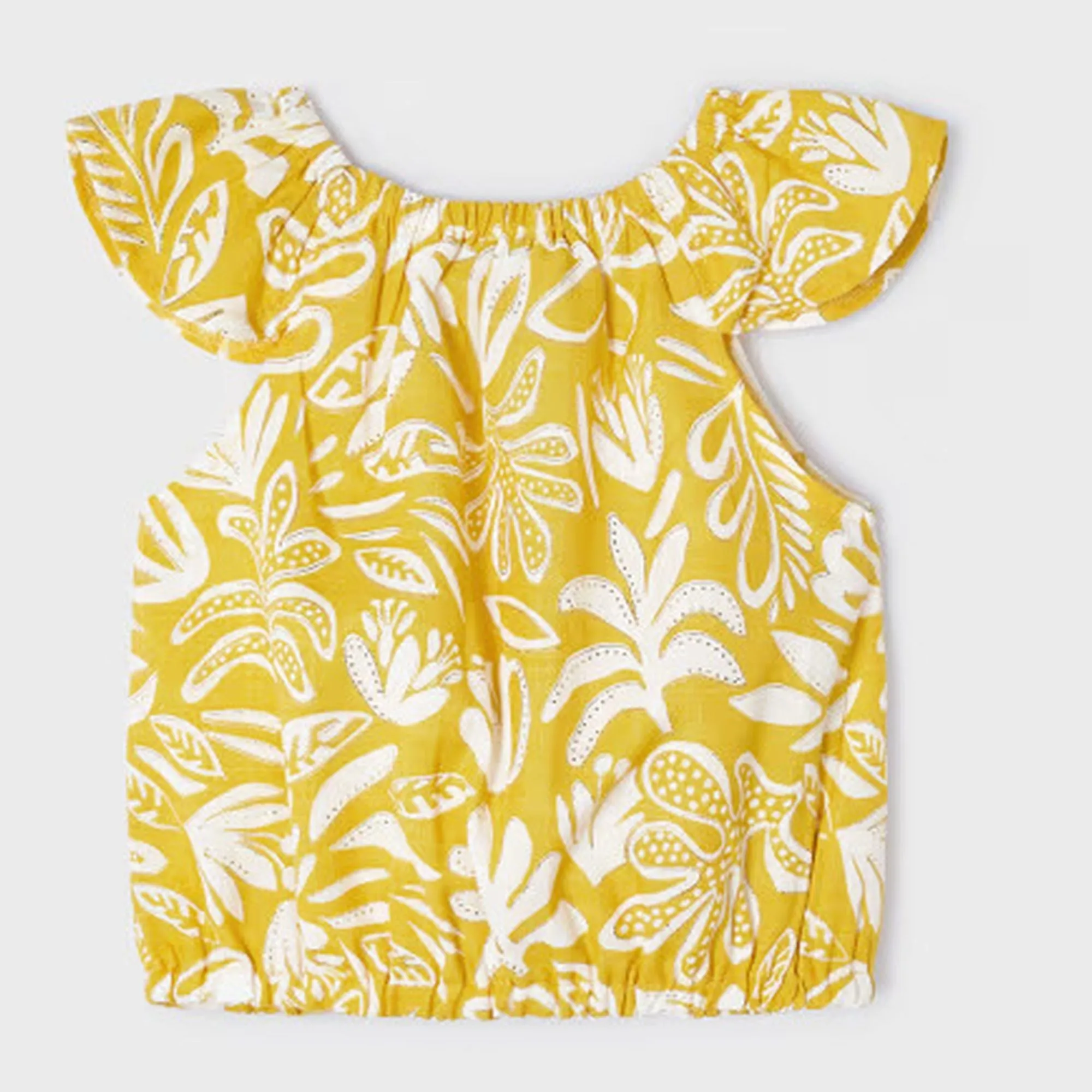 Yellow Tropical Print Blouse