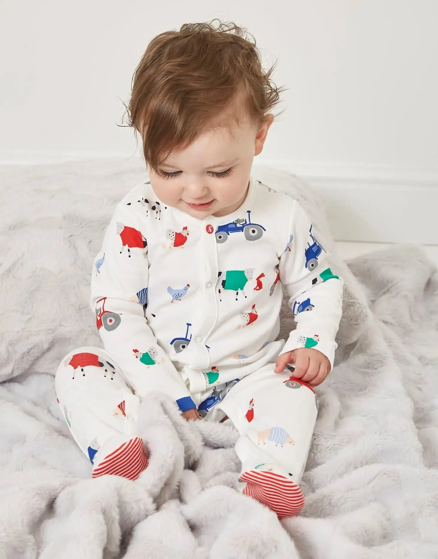 Ziggy Organically Grown Cotton Printed Babygrow | Joules
