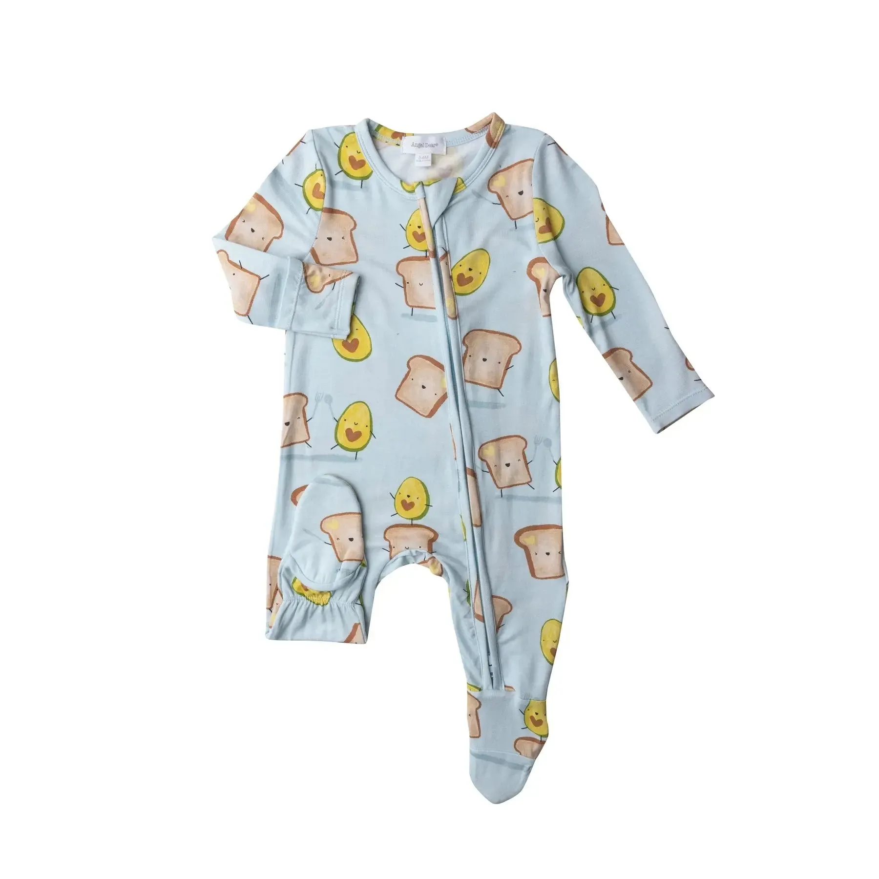 Zipper Footie - Avo Toast Blue | Angel Dear