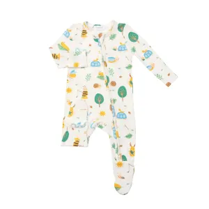 Zipper Footie - Garden Creatures Blue | Angel Dear